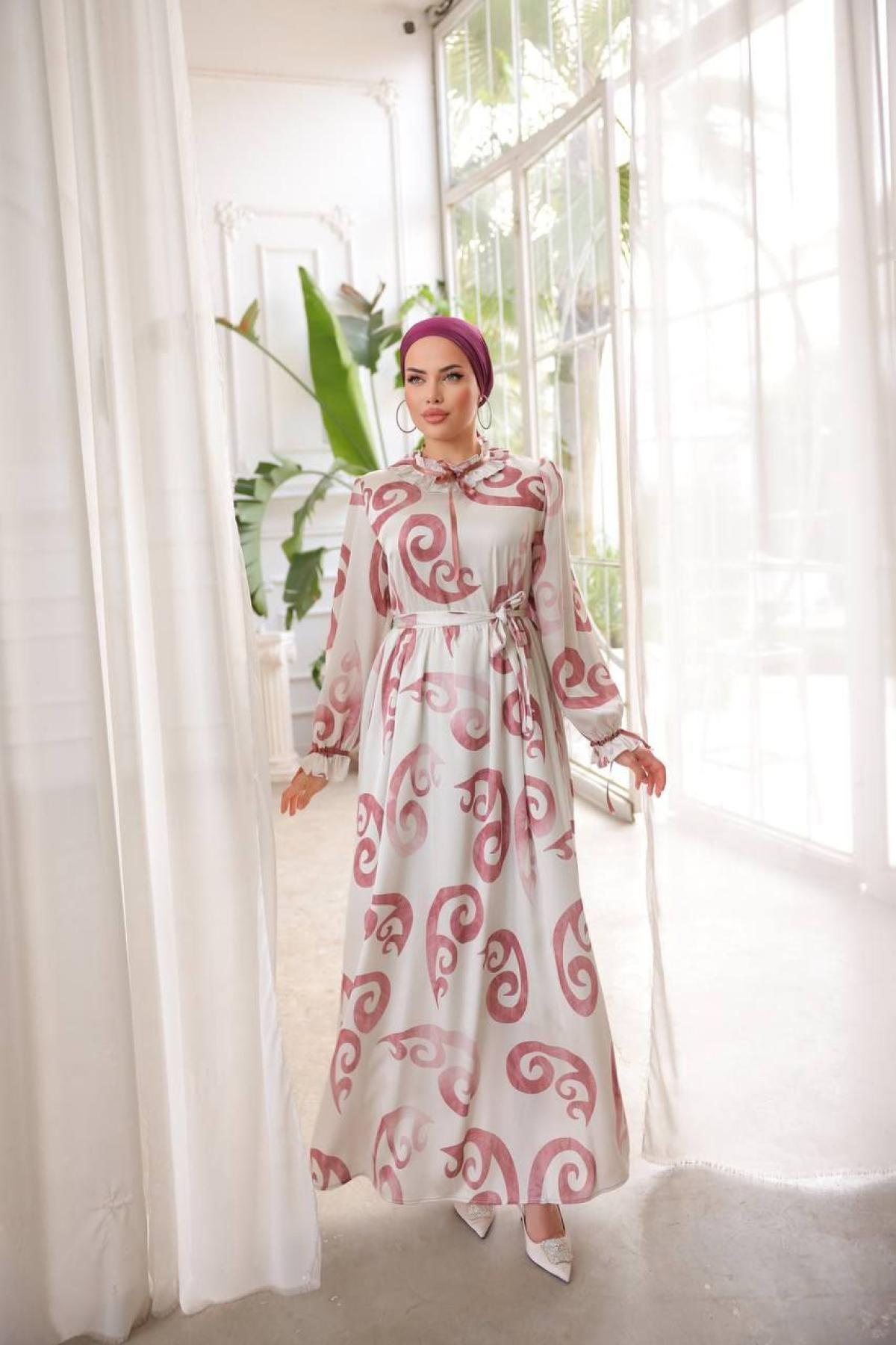 Women hijab maxi dress wholesale Pink color 697347