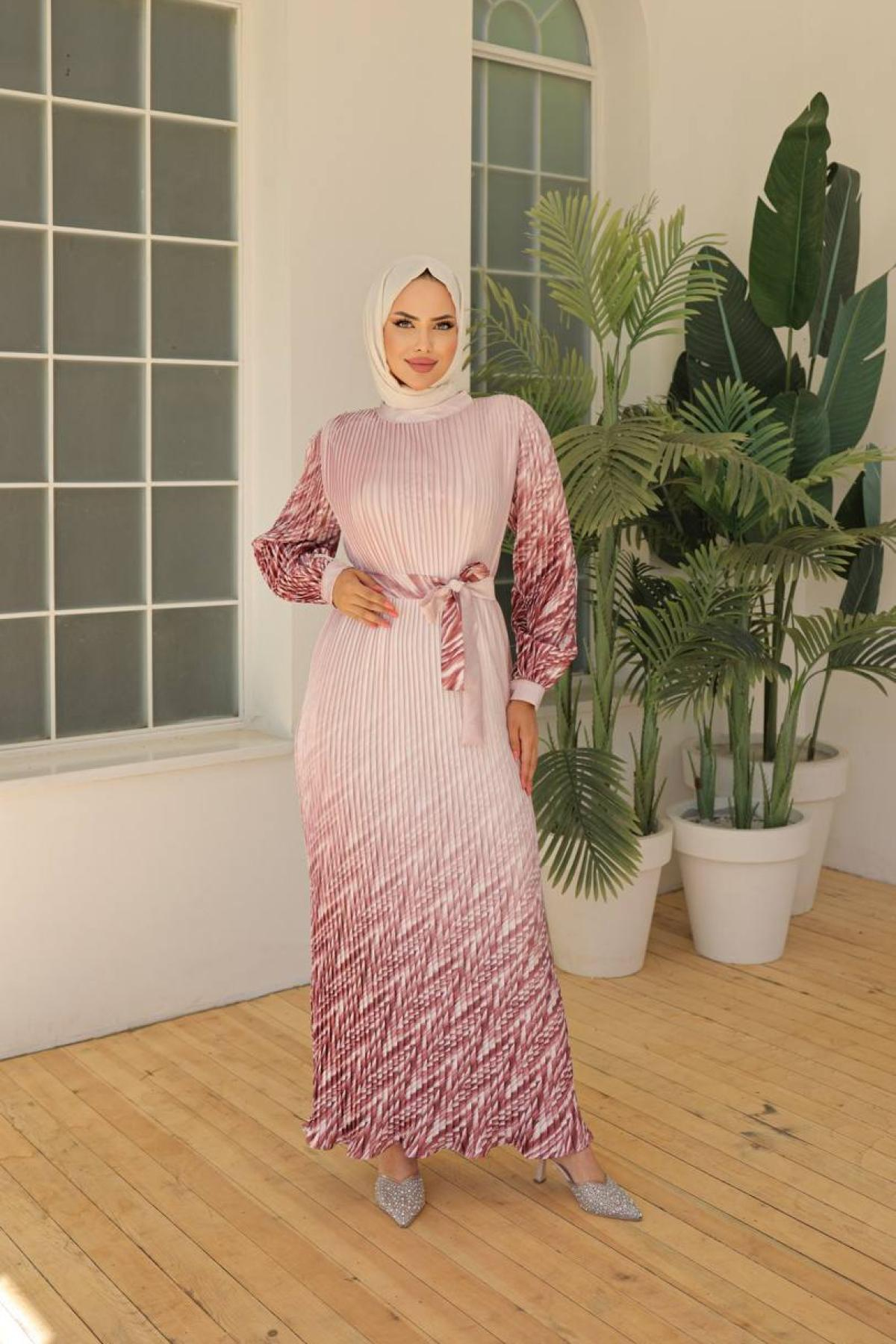 Women hijab maxi dress wholesale Pink color 695981