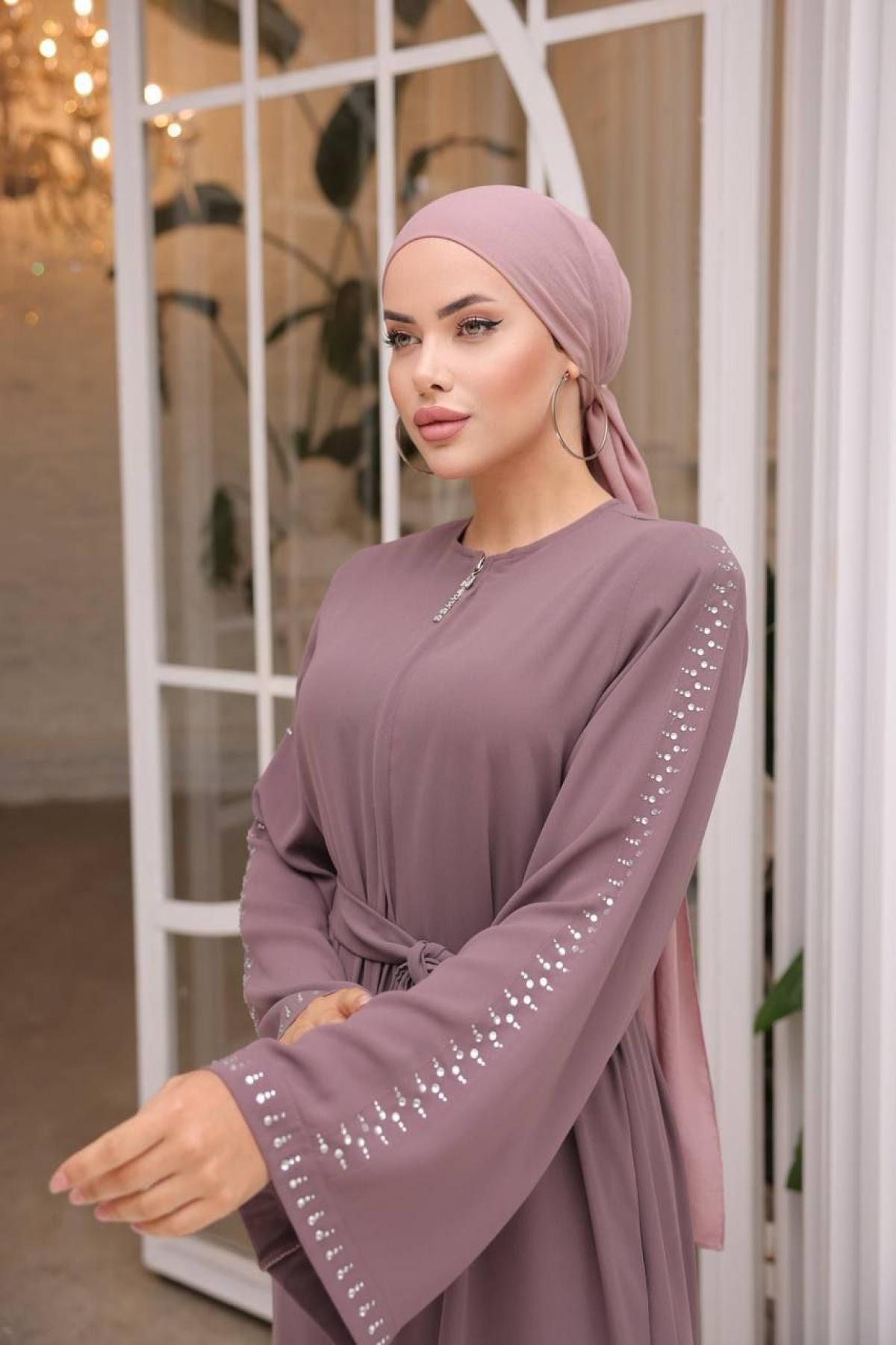 Women hijab maxi dress wholesale Pink color 697412