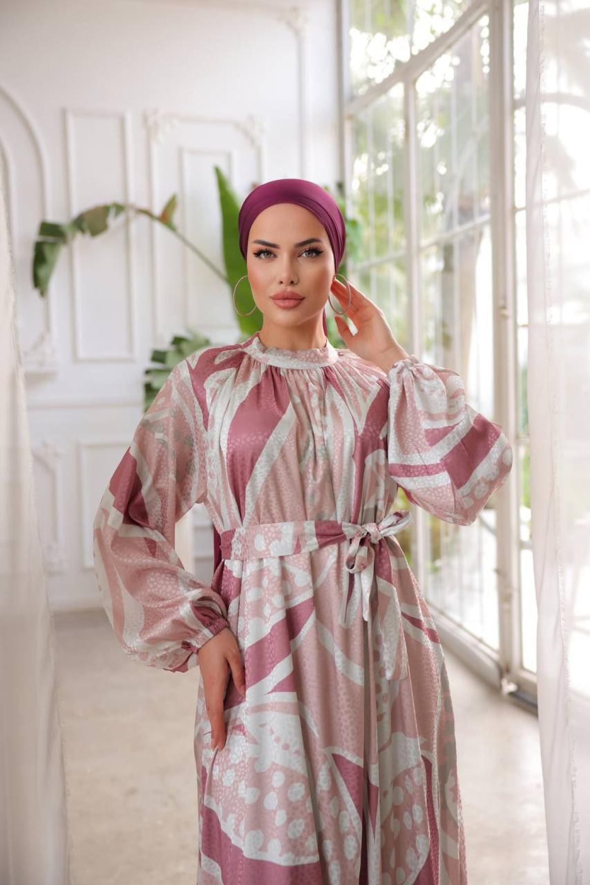 Women hijab maxi dress wholesale Pink color 697351