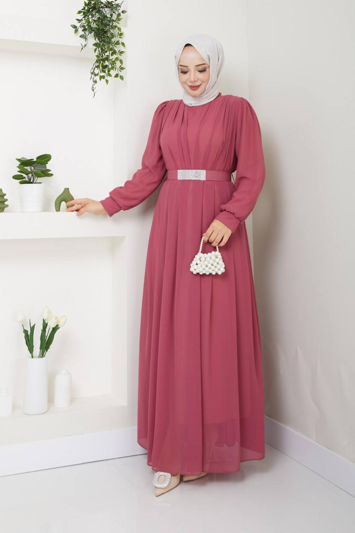 Women hijab maxi dress wholesale Pink color 696139