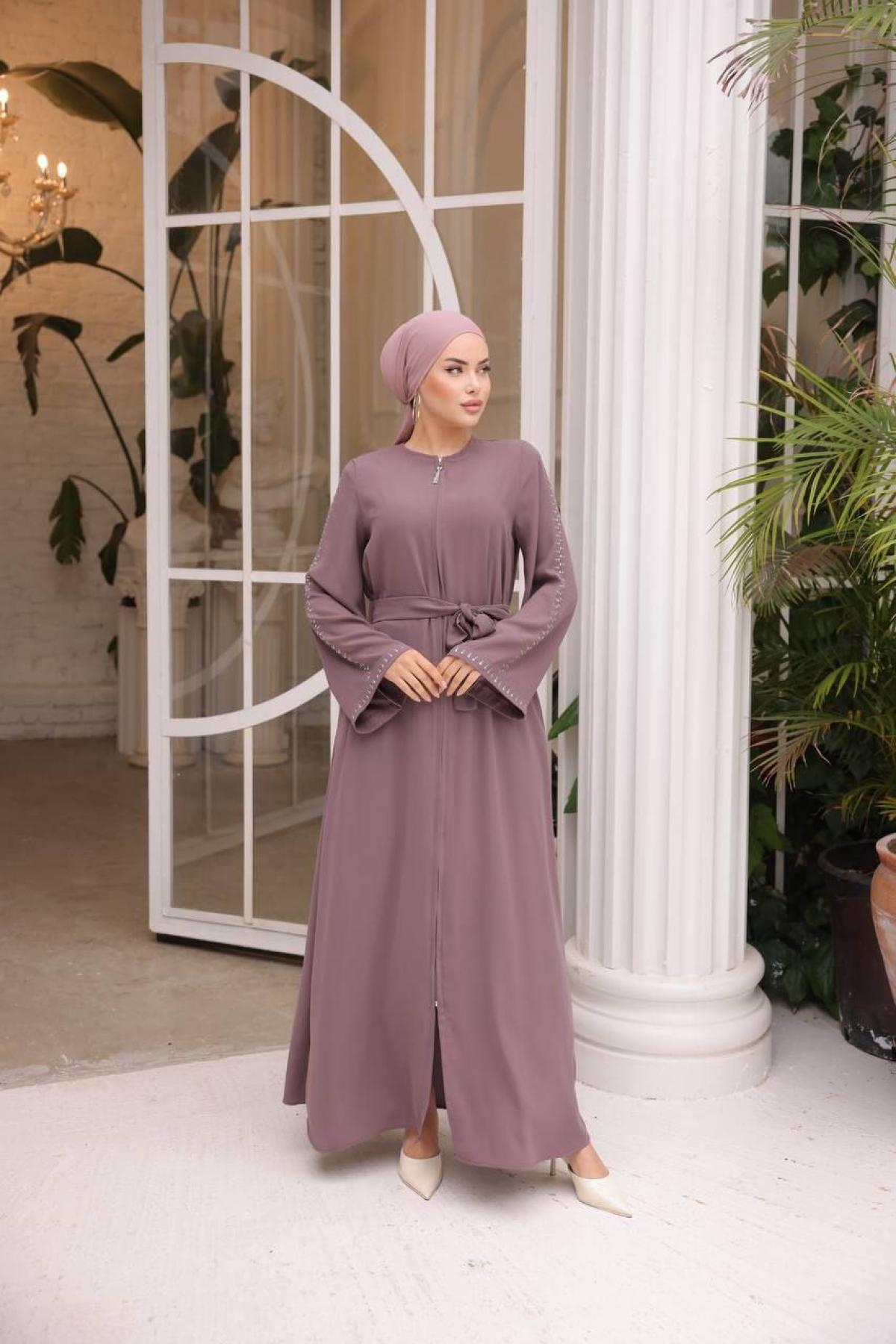 Women hijab maxi dress wholesale Pink color 697412