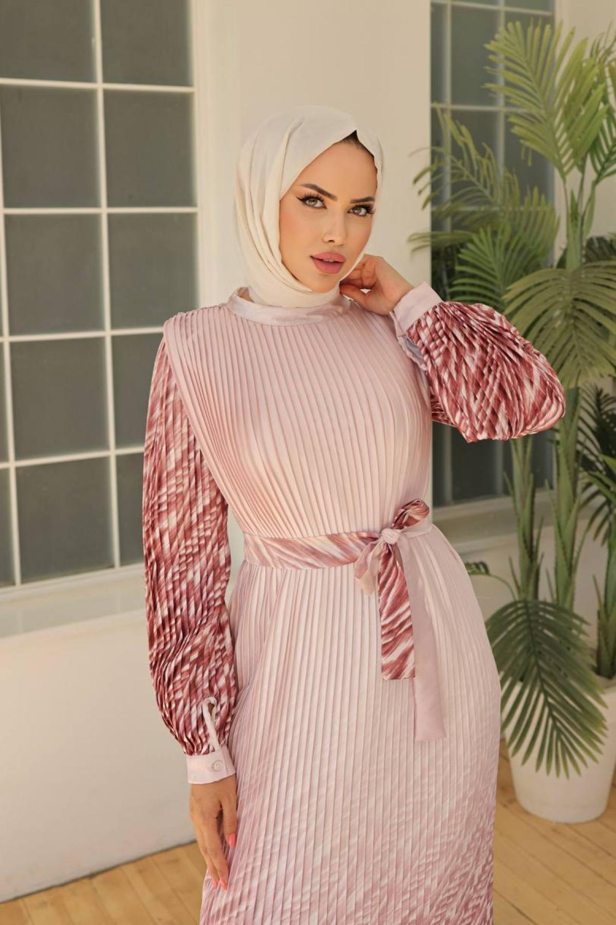 Women hijab maxi dress wholesale Pink color 695981