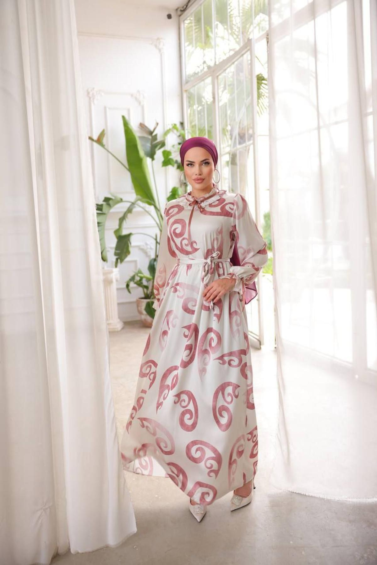 Women hijab maxi dress wholesale Pink color 697347