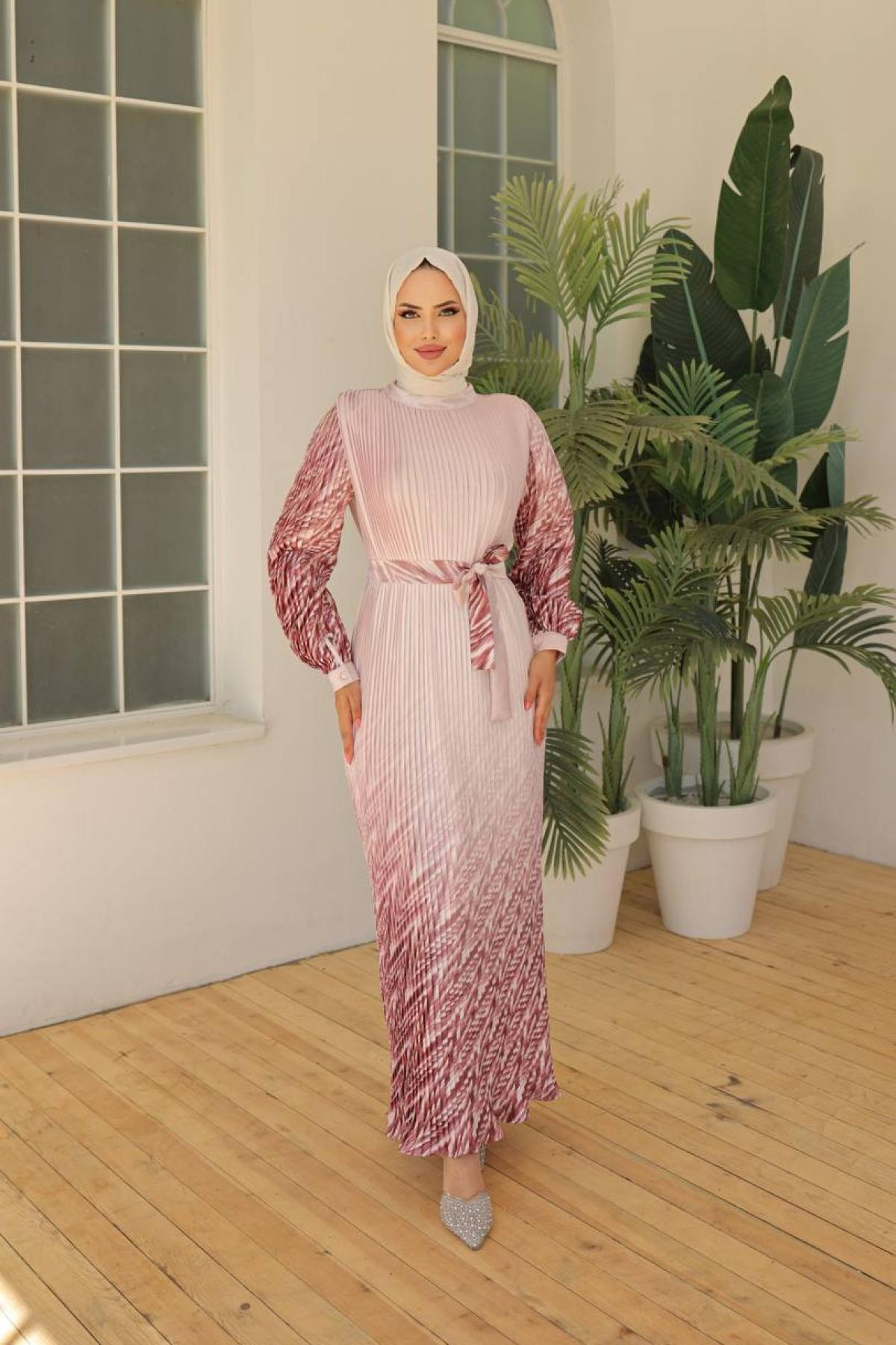 Women hijab maxi dress wholesale Pink color 695981