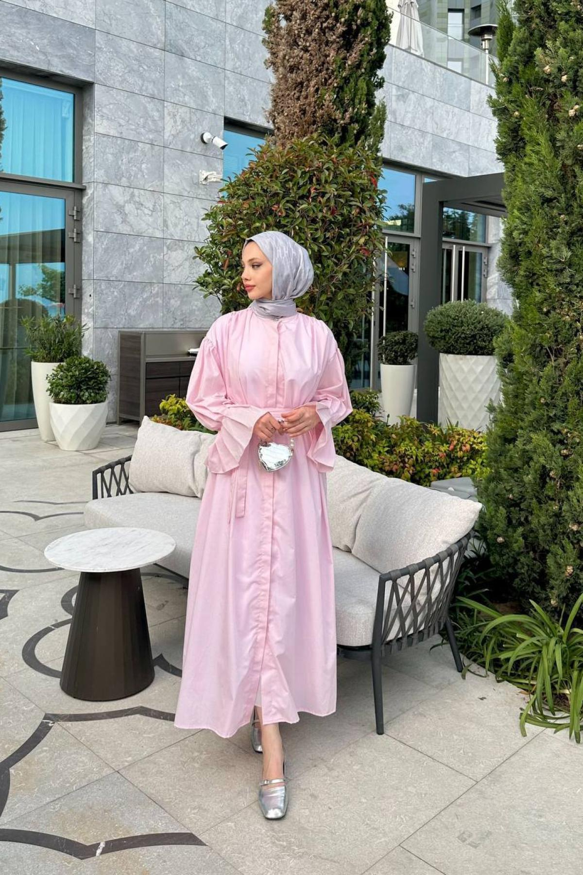 Women hijab maxi dress wholesale Powder color 695763