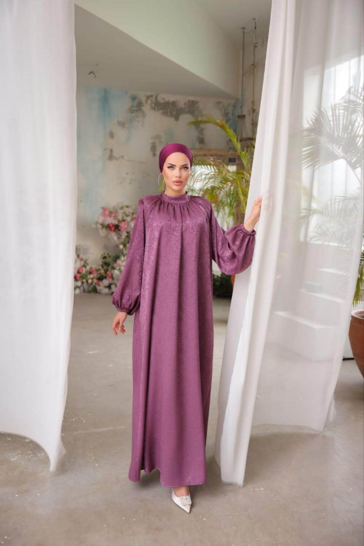 Women hijab maxi dress wholesale Purple color 697363