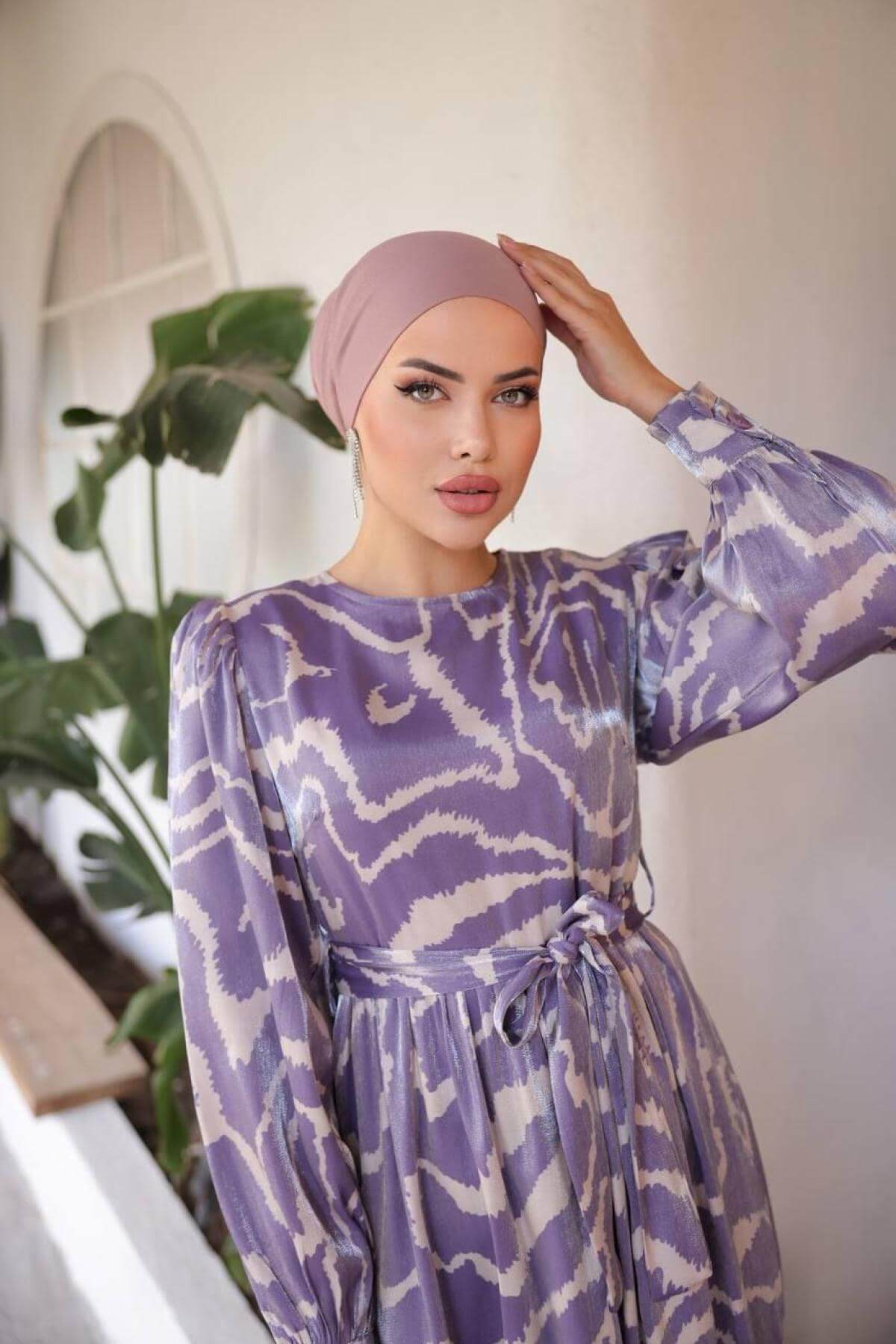 Women hijab maxi dress wholesale Purple color 697357