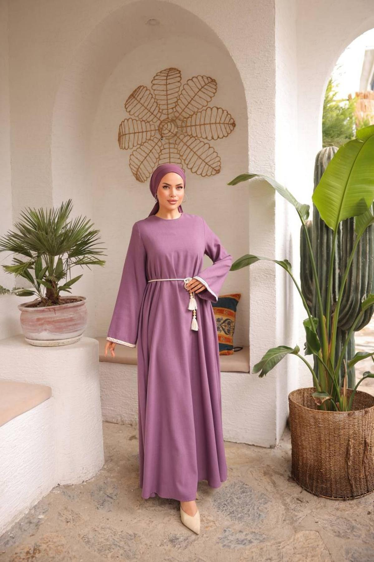 Women hijab maxi dress wholesale Purple color 697423
