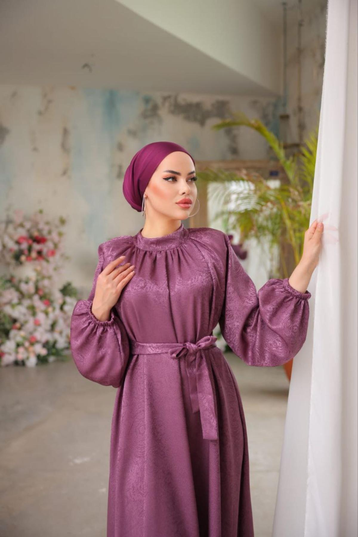 Women hijab maxi dress wholesale Purple color 697363