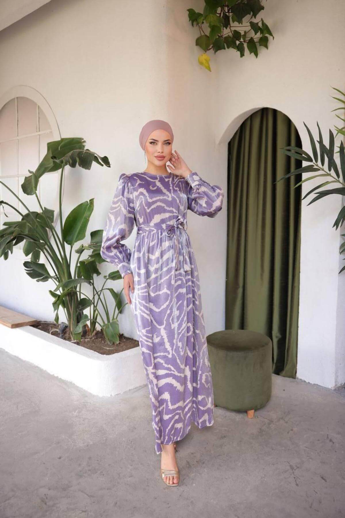 Women hijab maxi dress wholesale Purple color 697357