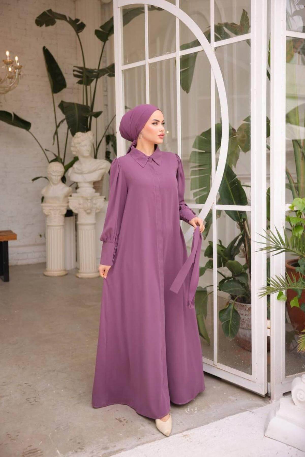 Women hijab maxi dress wholesale Purple color 697374