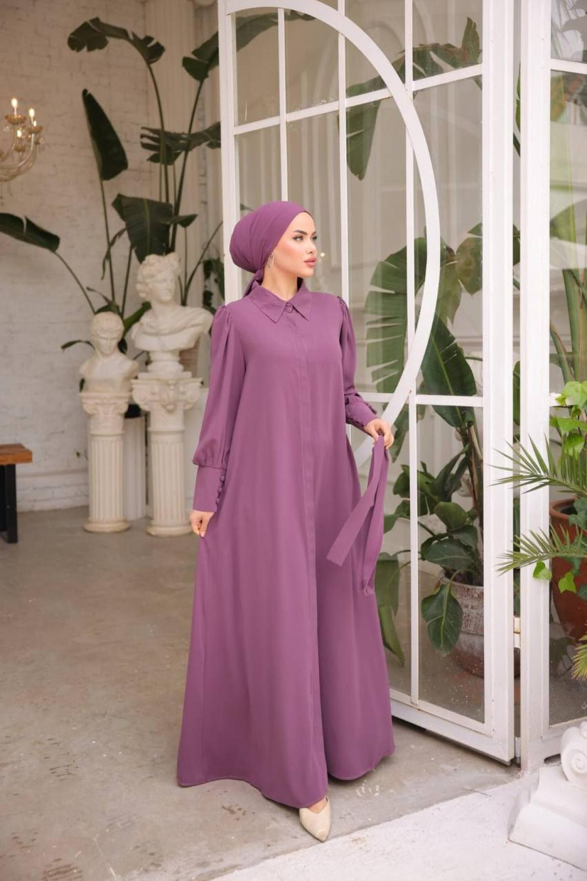 Women hijab maxi dress wholesale Purple color 697374