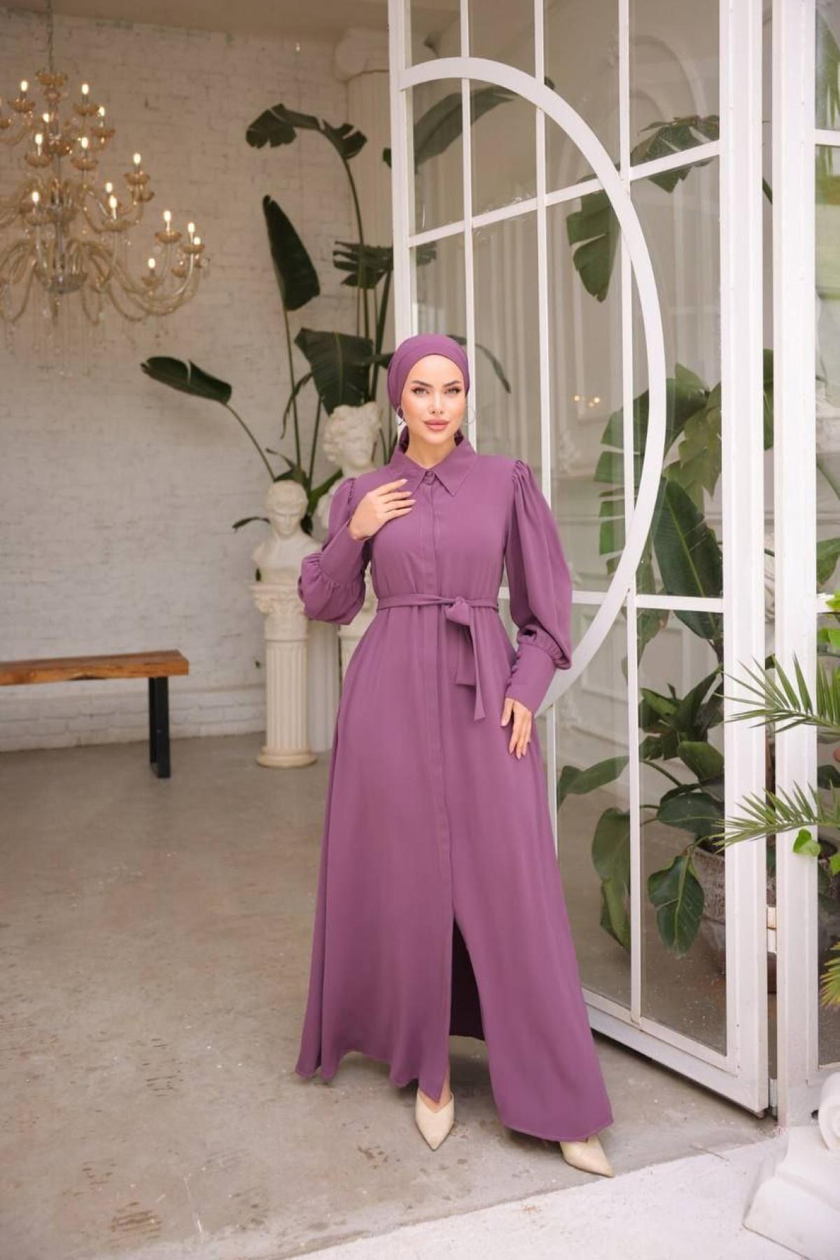 Women hijab maxi dress wholesale Purple color 697374