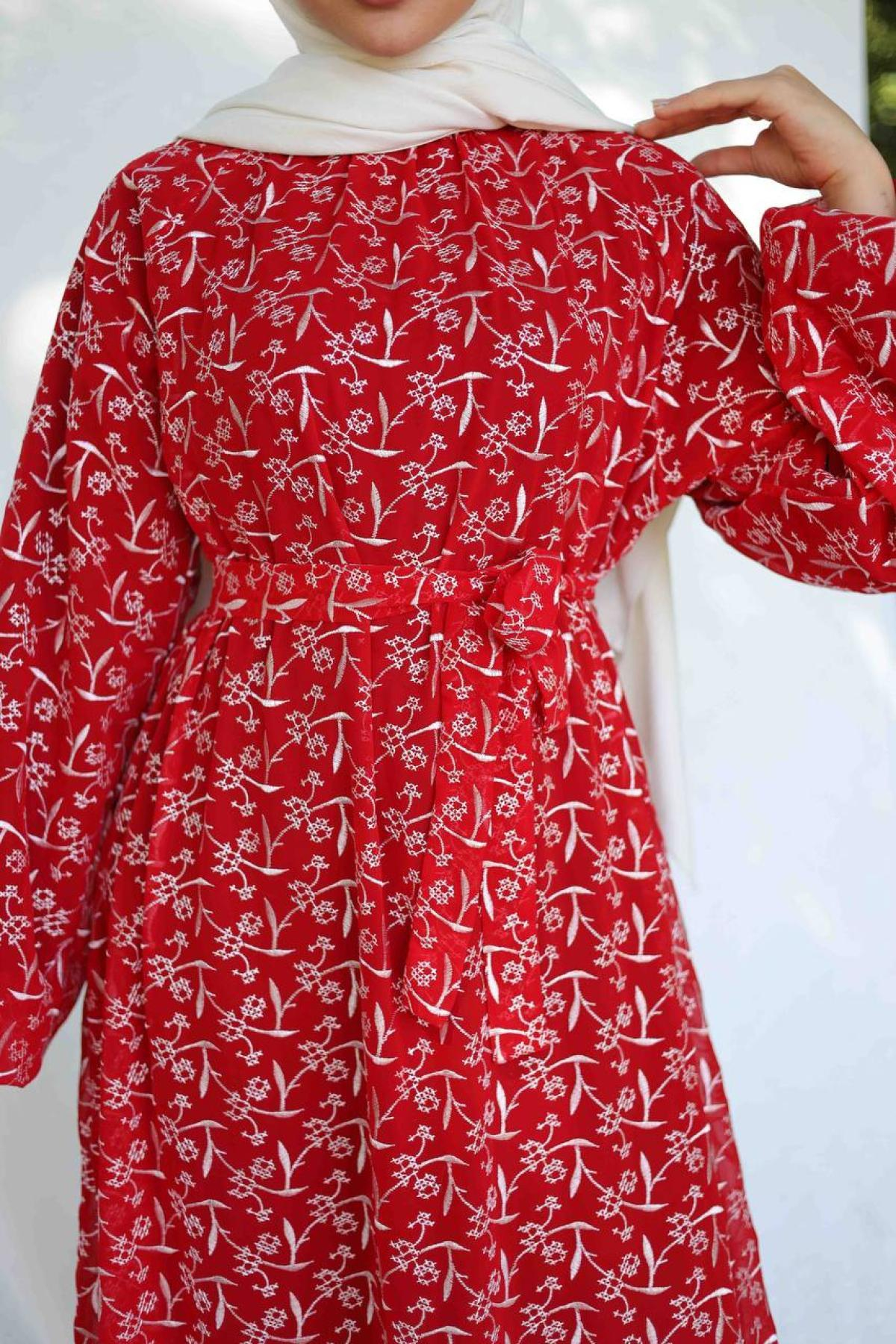 Women hijab maxi dress wholesale Red color 695962