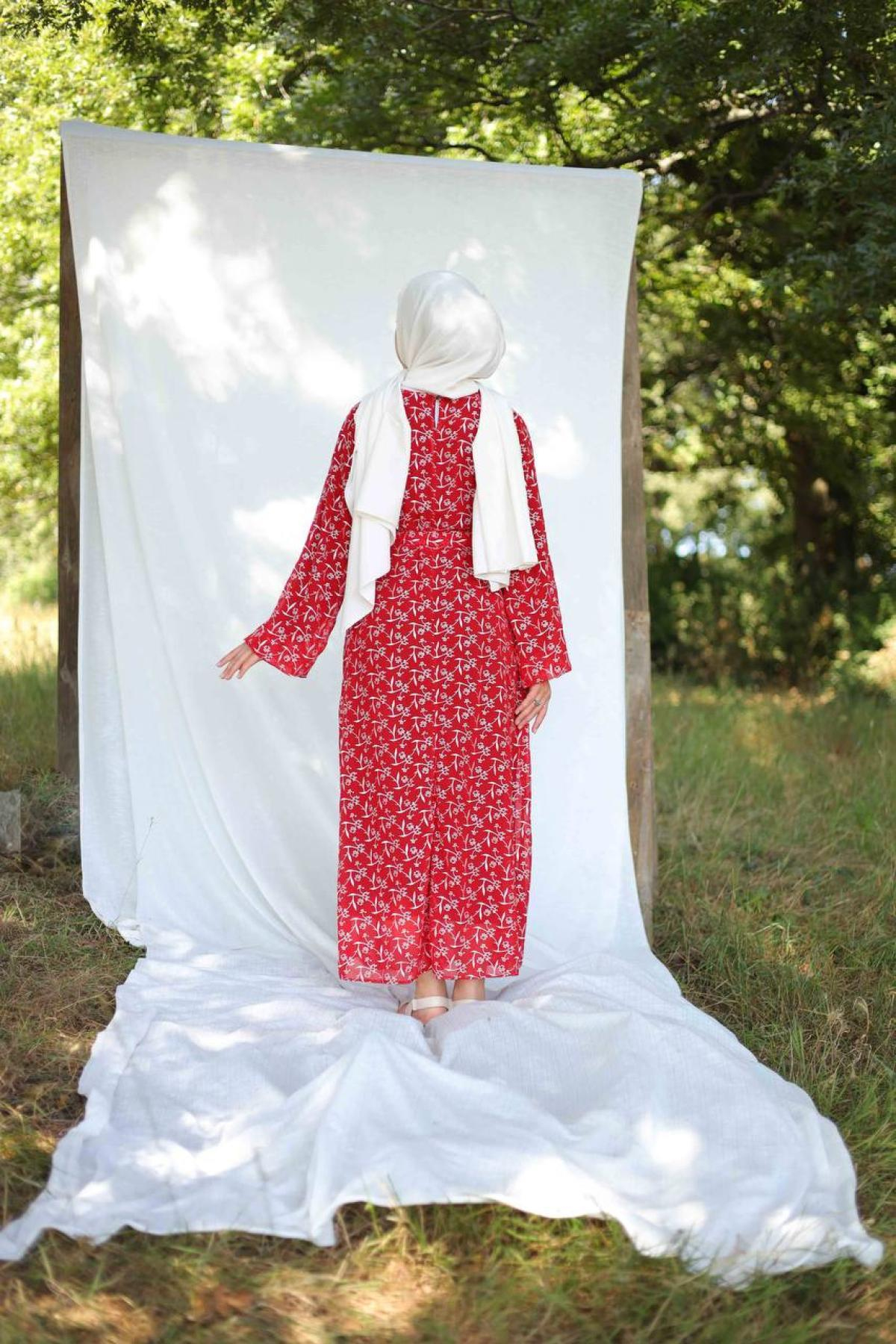 Women hijab maxi dress wholesale Red color 695962