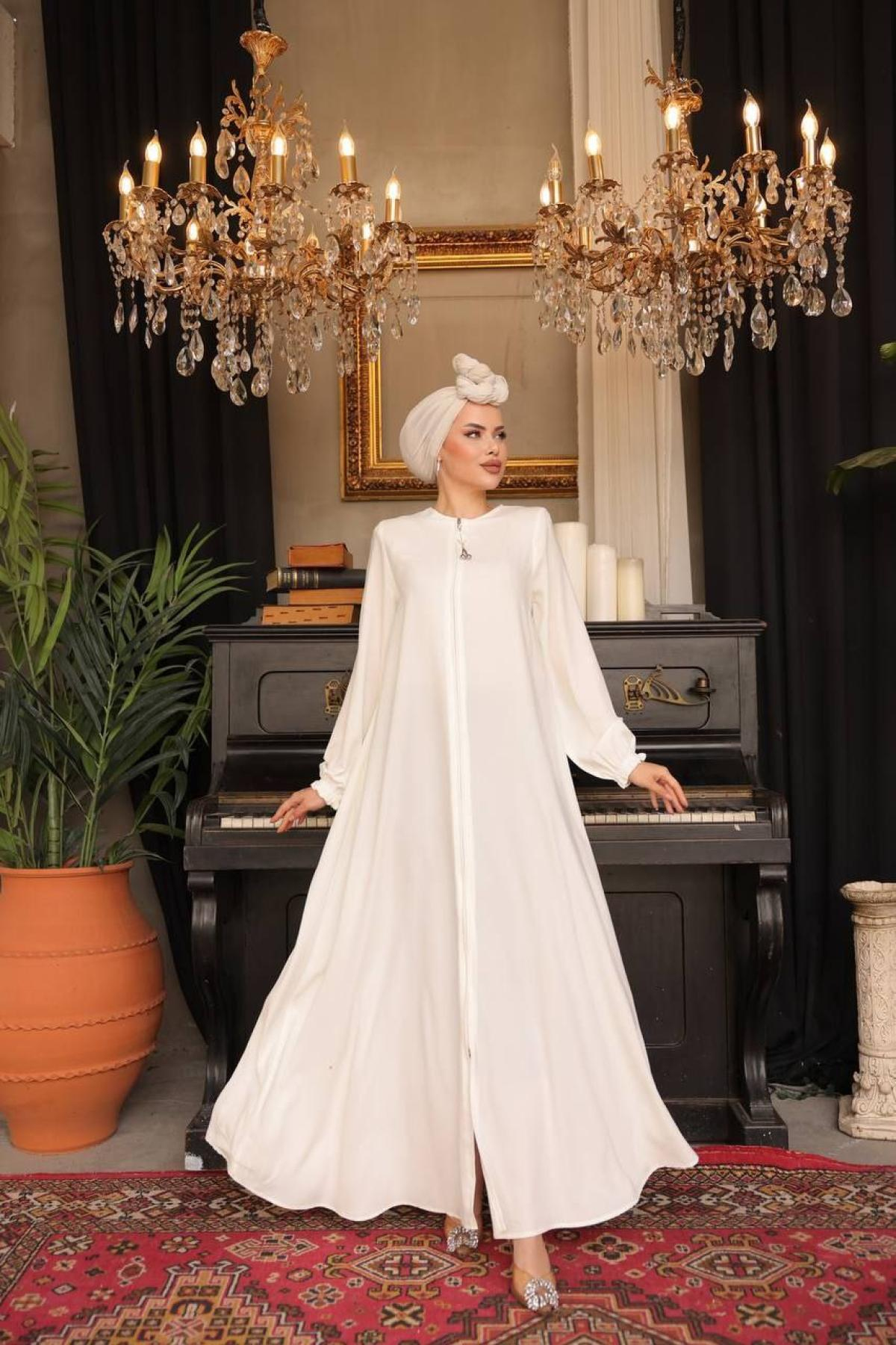 Women hijab maxi dress wholesale White color 697379