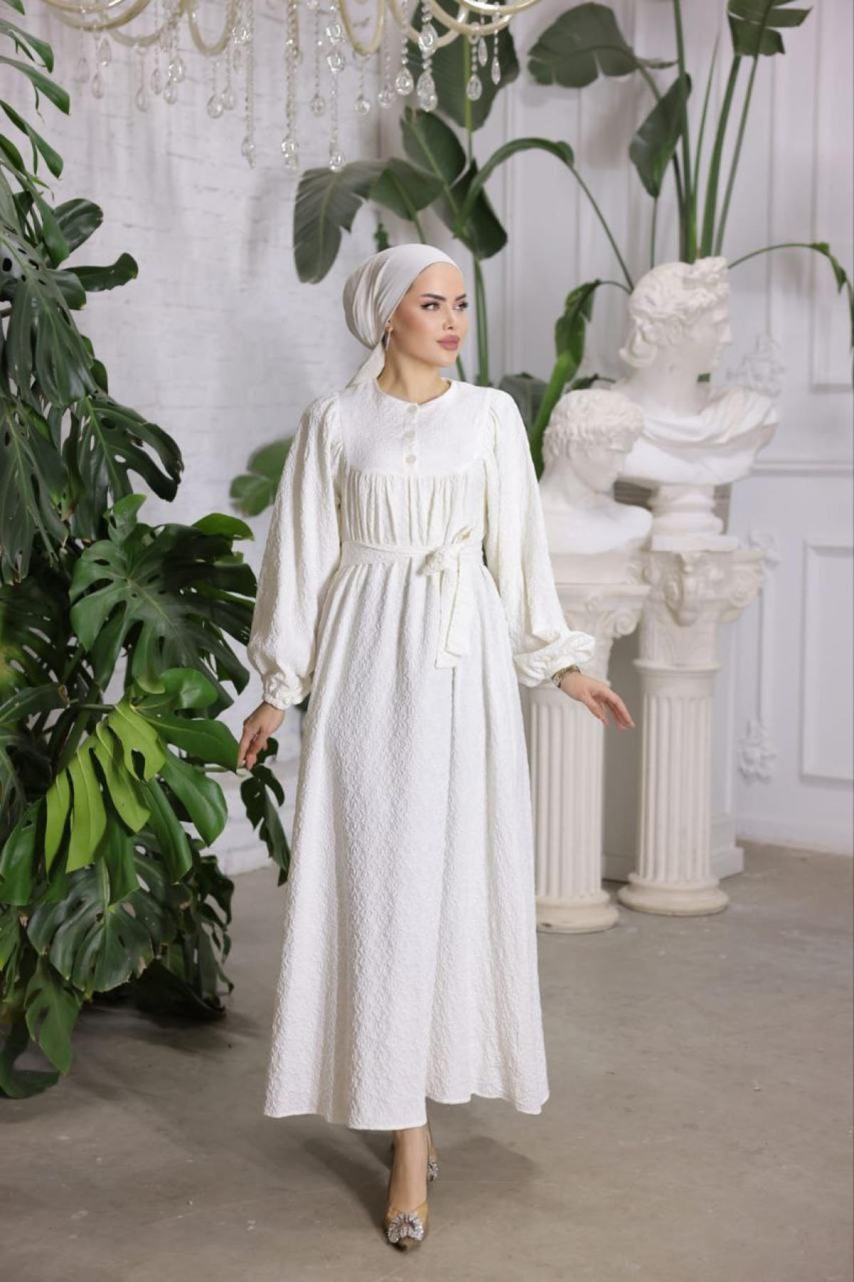 Women hijab maxi dress wholesale White color 697419
