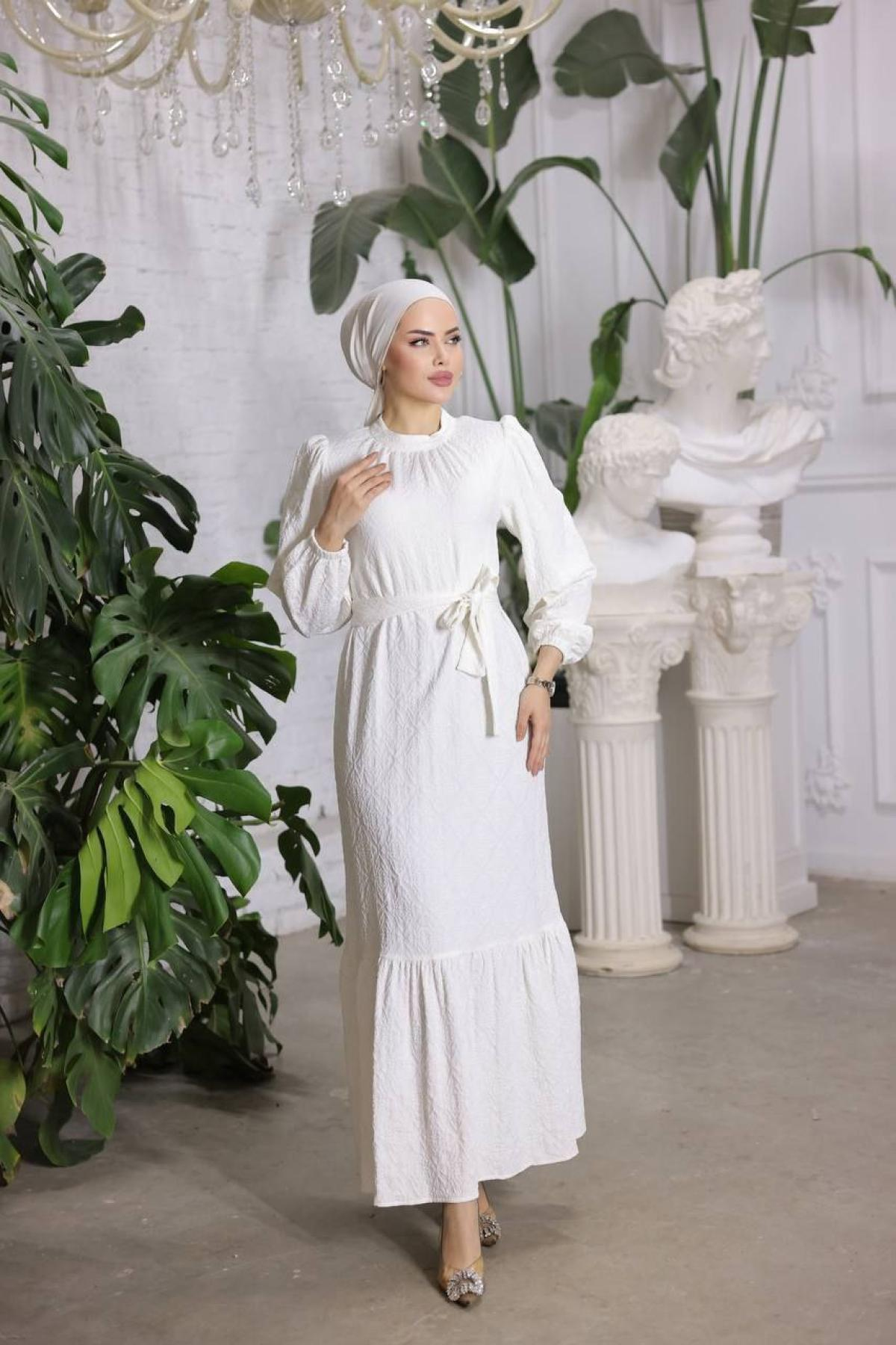 Women hijab maxi dress wholesale White color 697436