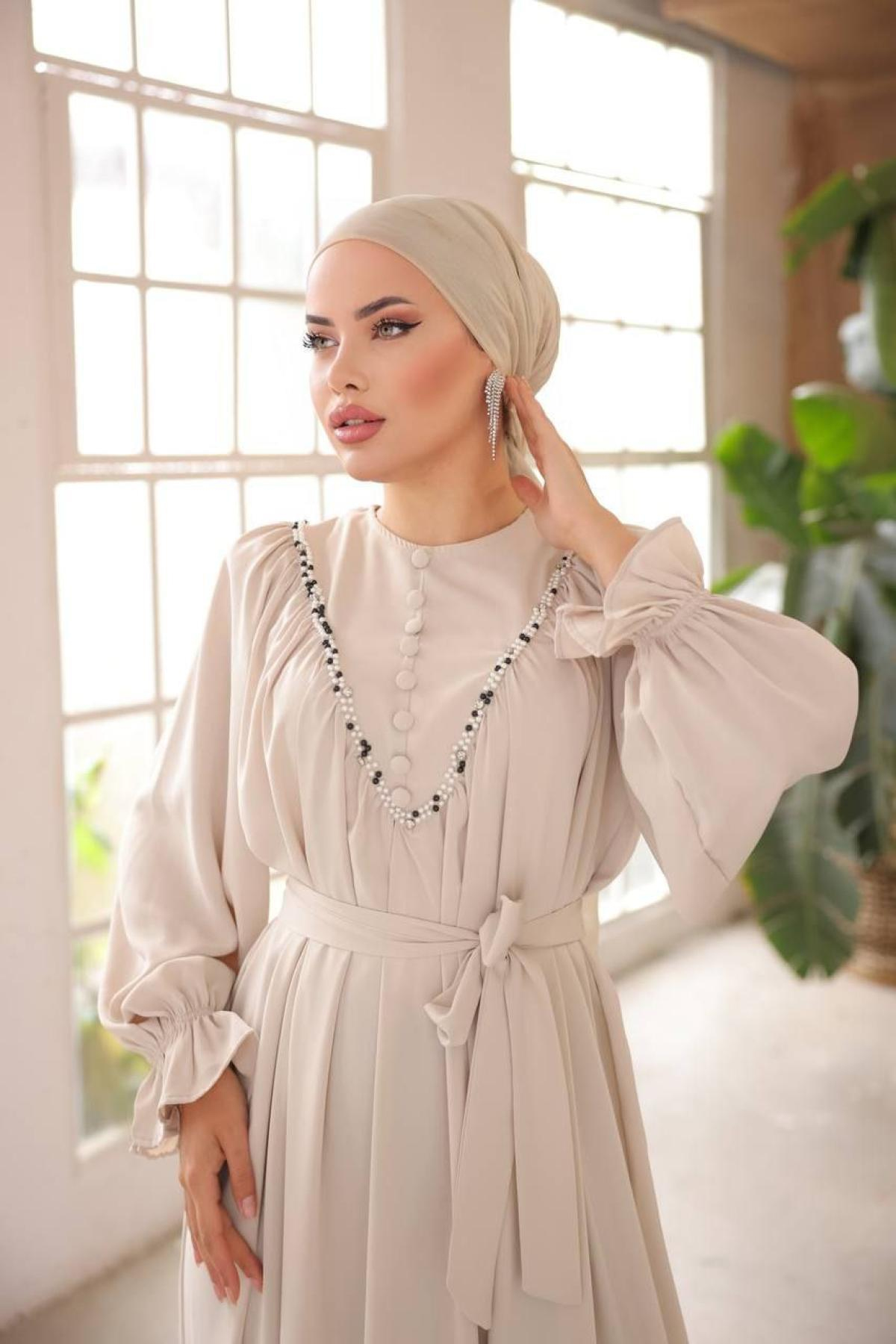 Women hijab maxi dress wholesale White color 697446