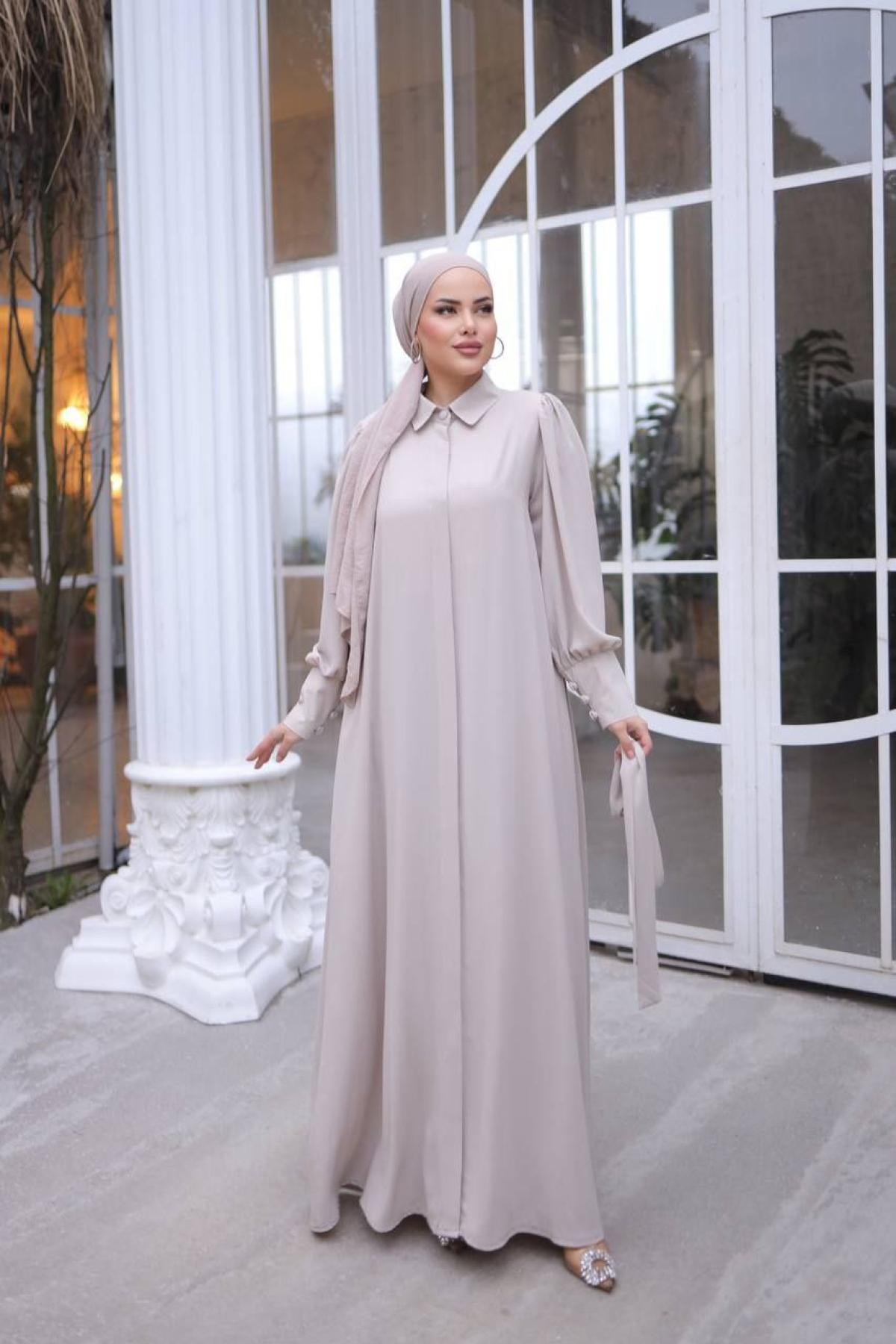 Women hijab maxi dress wholesale White color 697371
