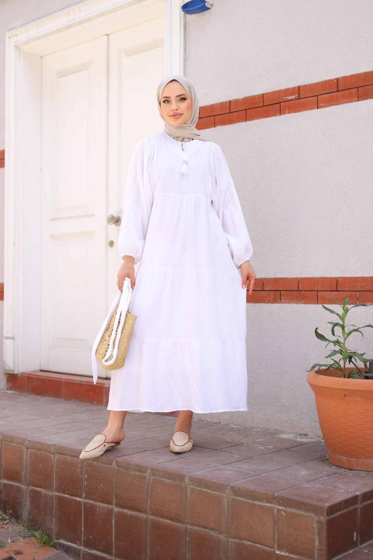 Women hijab maxi dress wholesale White color 695662