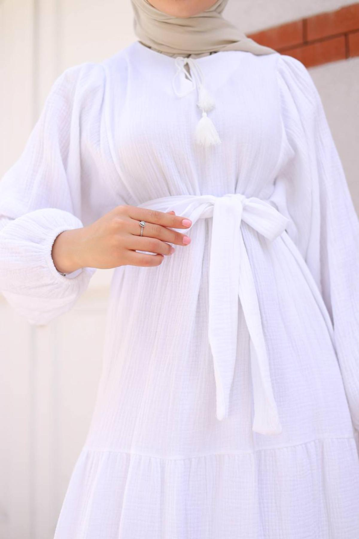 Women hijab maxi dress wholesale White color 695662