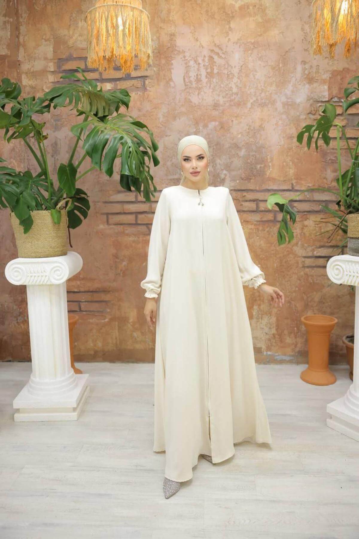 Women hijab maxi dress wholesale White color 697379