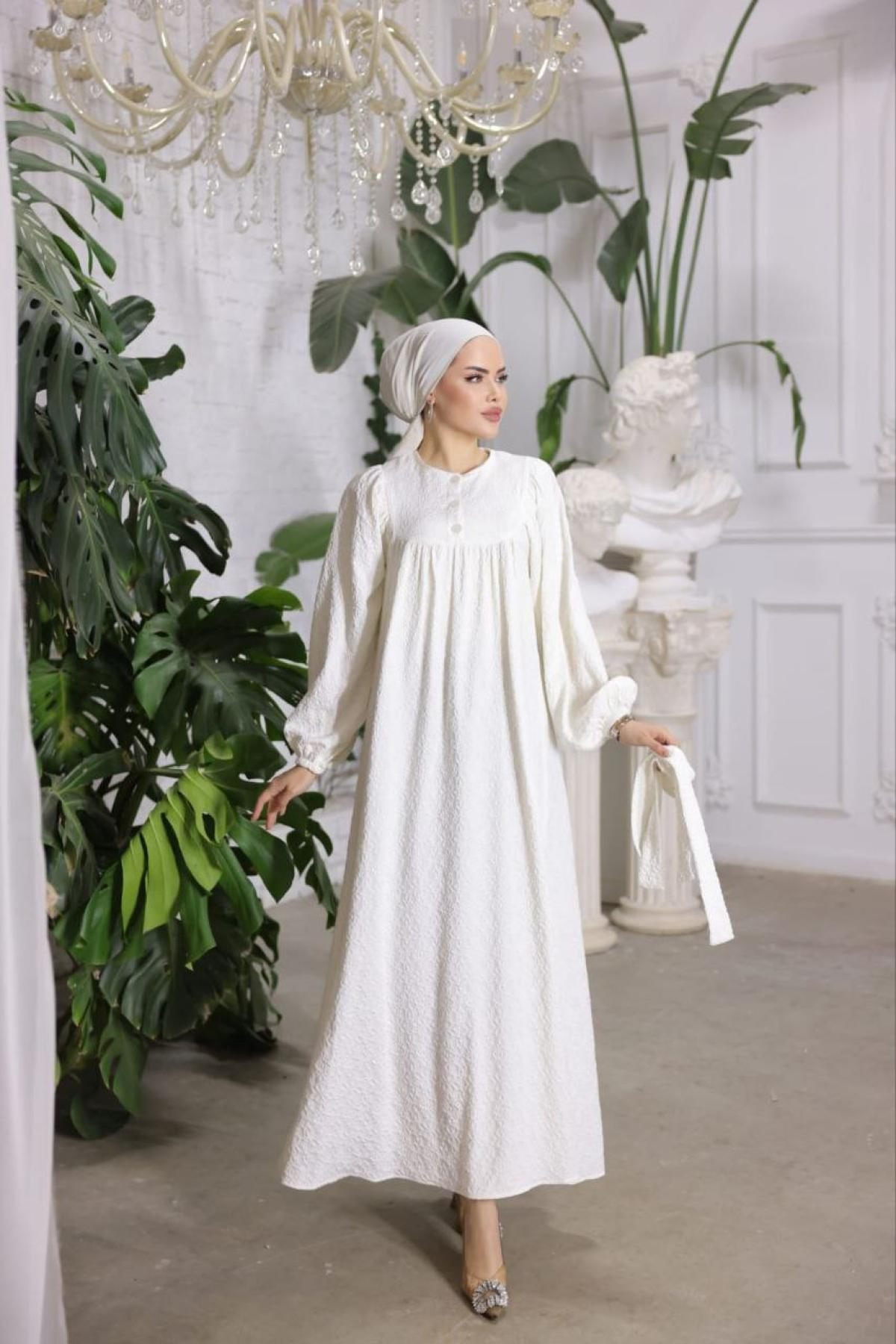 Women hijab maxi dress wholesale White color 697419