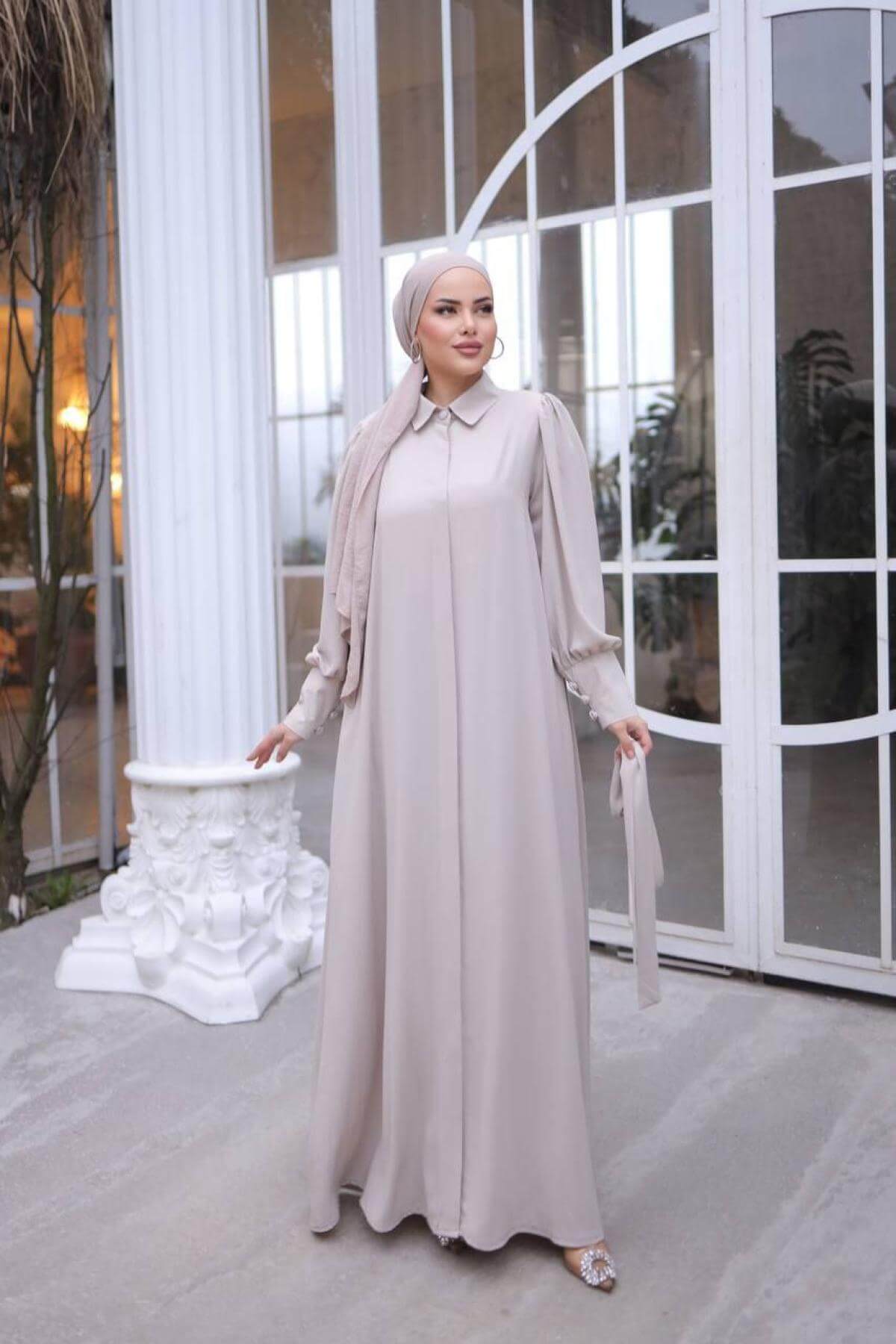 Women hijab maxi dress wholesale White color 697371