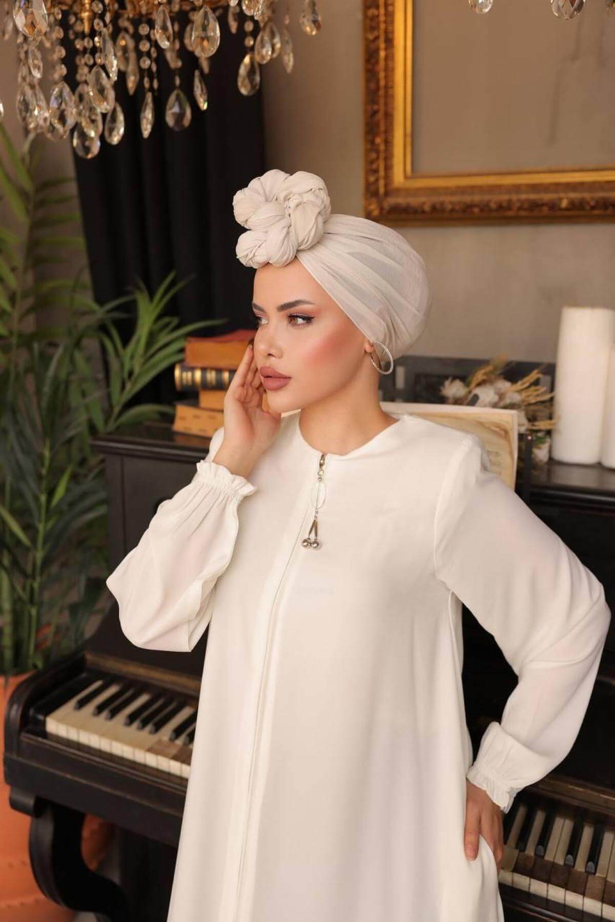 Women hijab maxi dress wholesale White color 697379
