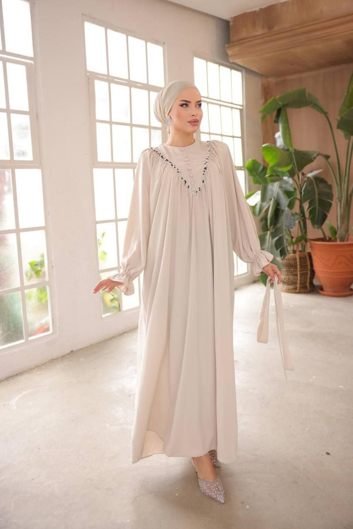 Women hijab maxi dress wholesale White color 697446