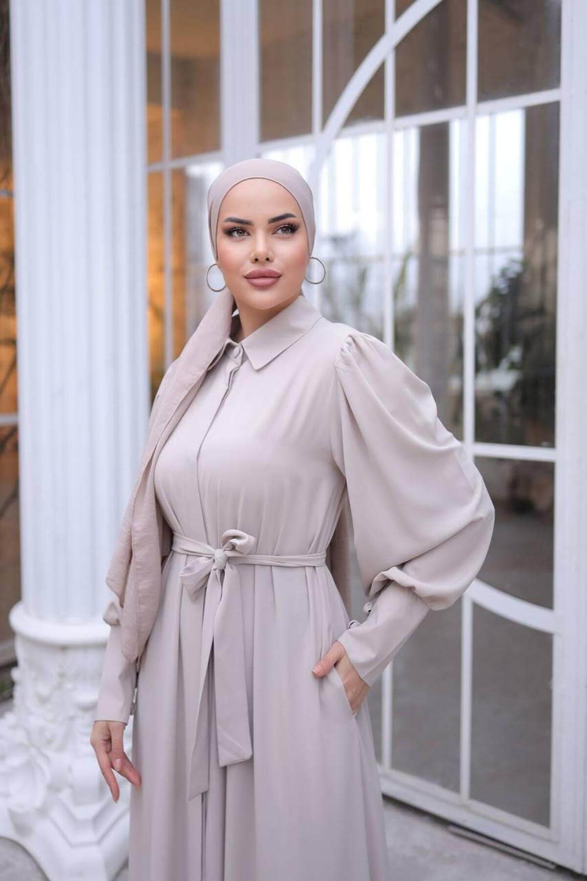 Women hijab maxi dress wholesale White color 697371