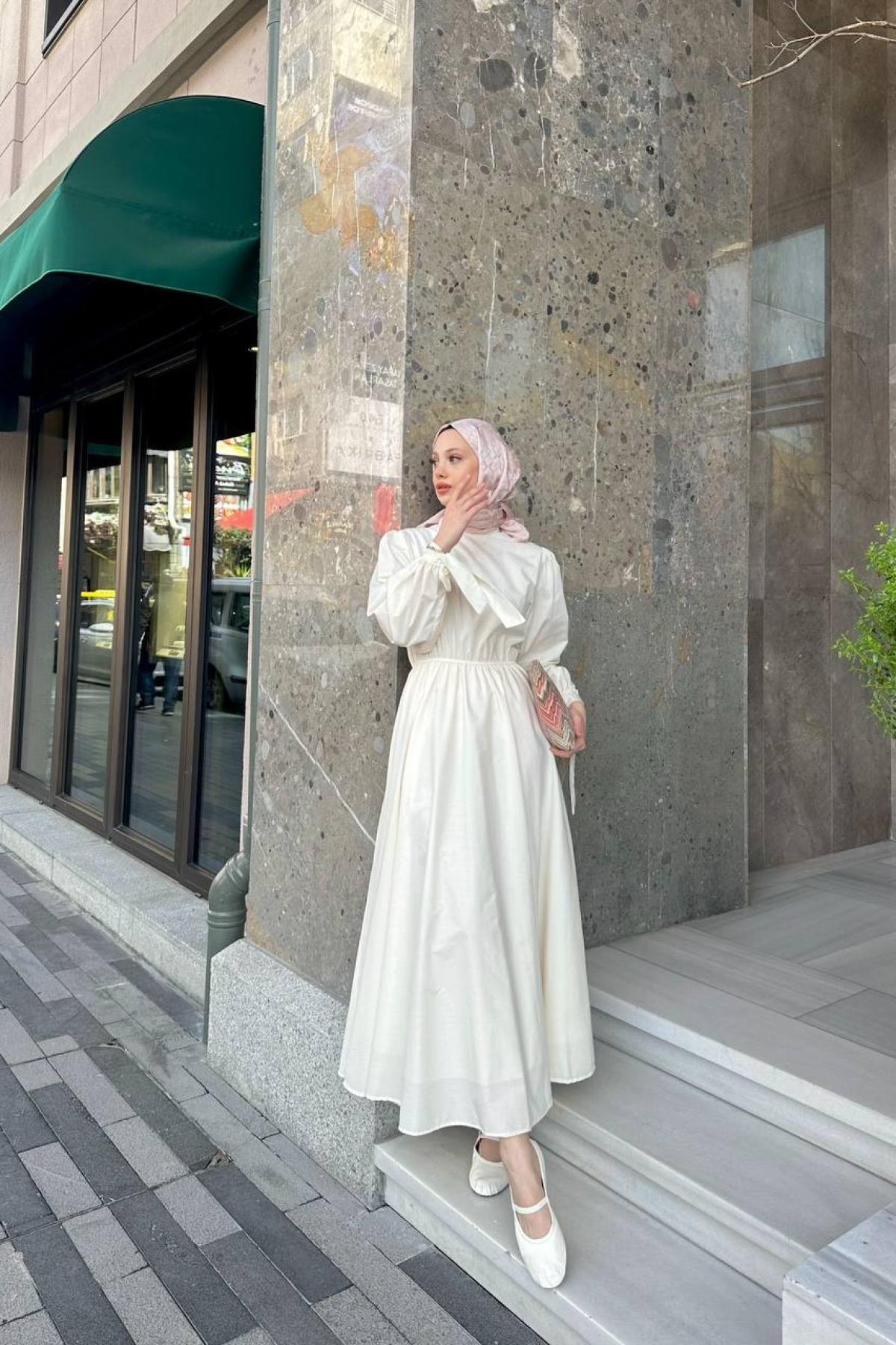 Women hijab maxi dress wholesale White color 695765