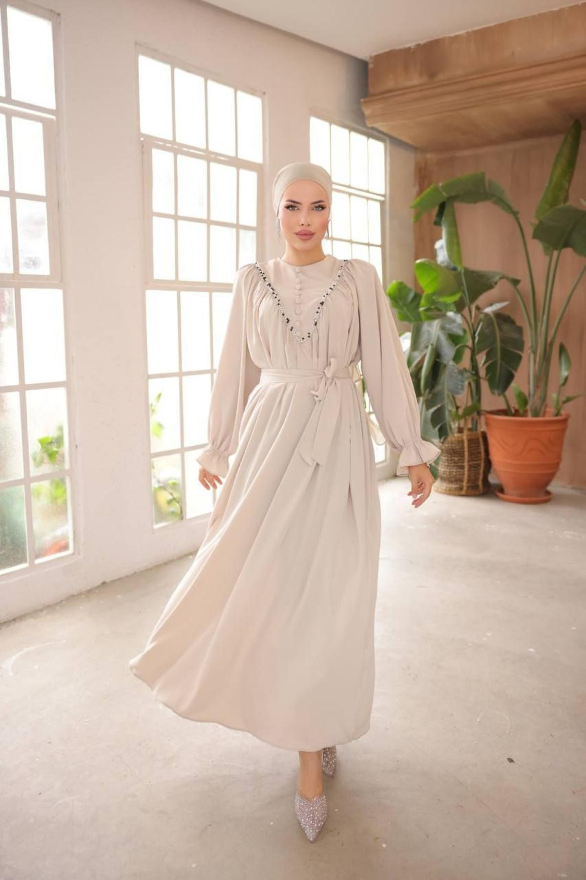 Women hijab maxi dress wholesale White color 697446
