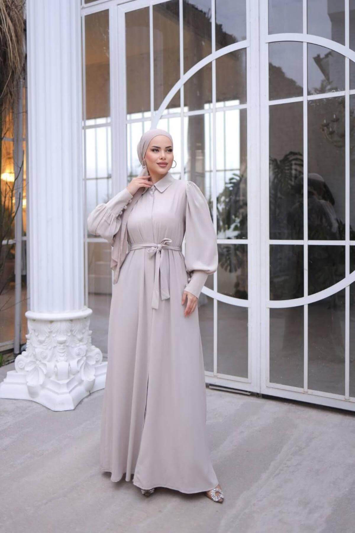 Women hijab maxi dress wholesale White color 697371