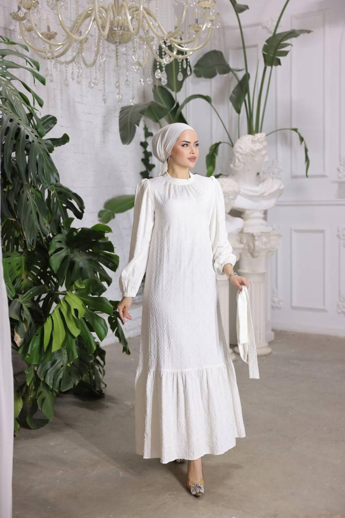 Women hijab maxi dress wholesale White color 697436