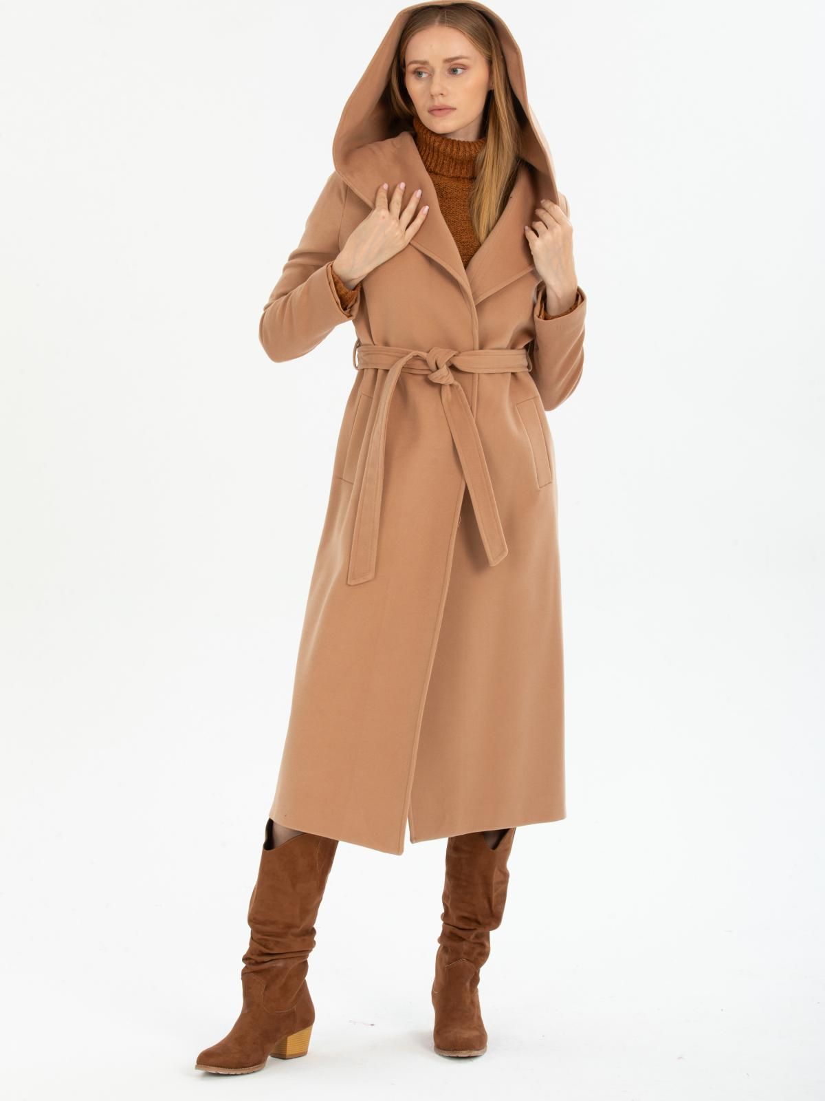 Women hooded coat wholesale Beige color 669540