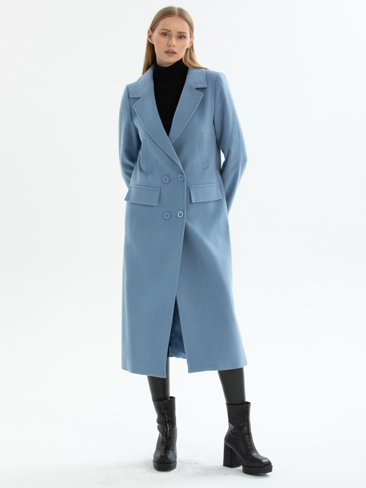 Women hooded coat with belt wholesale Light İndigo color 670503