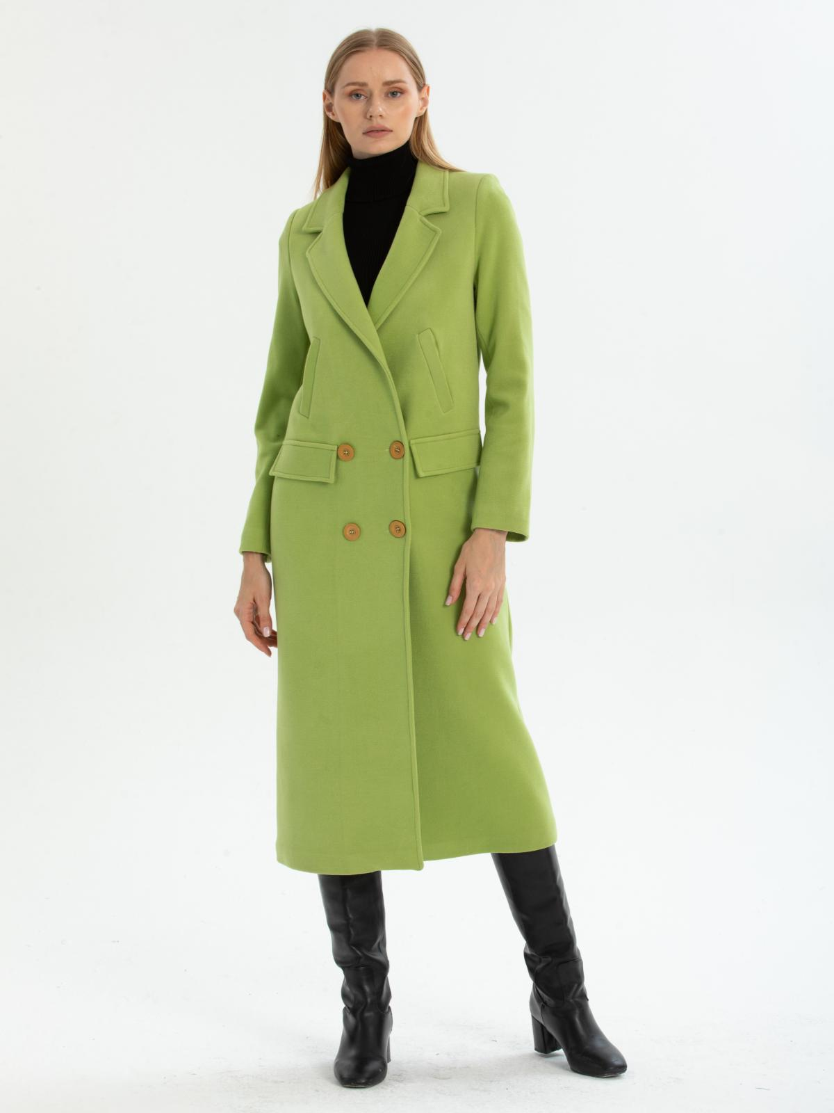 Women hooded coat with belt wholesale Pistachio color 670502