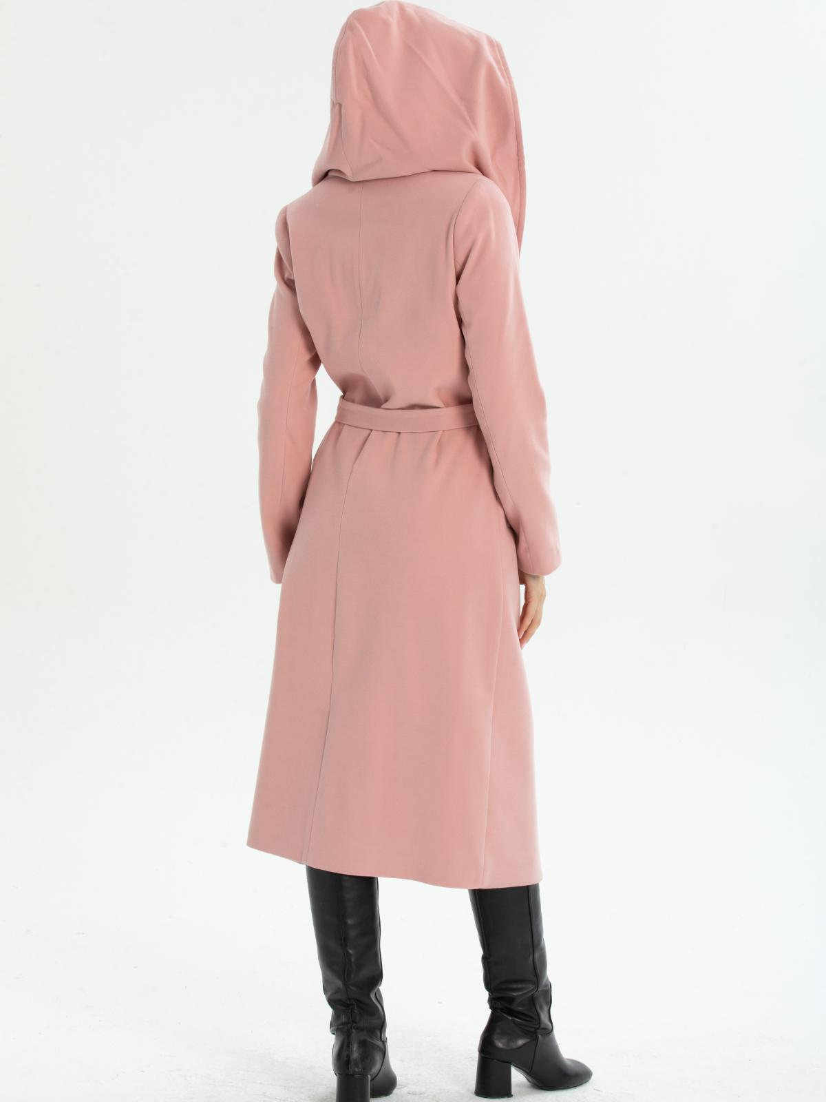 Women hooded coat with belt wholesale Pink color 670501