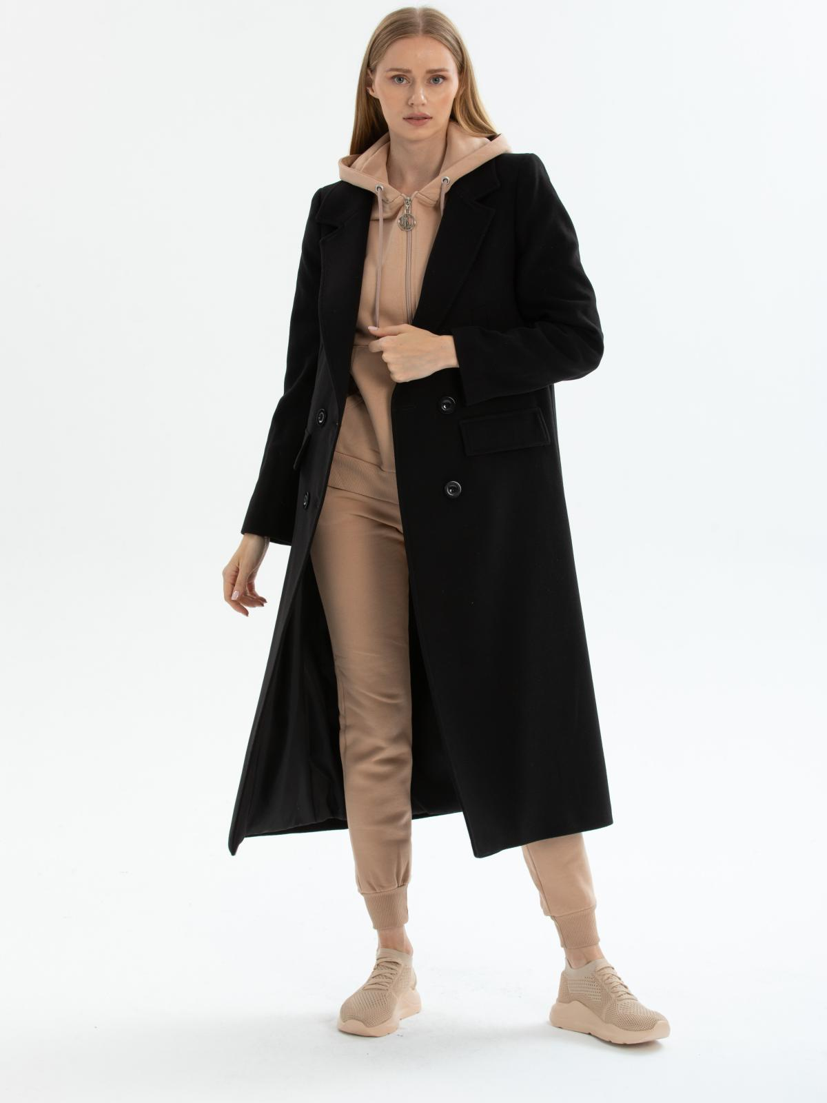 Women hooded coat with belt wholesale Black color 670504