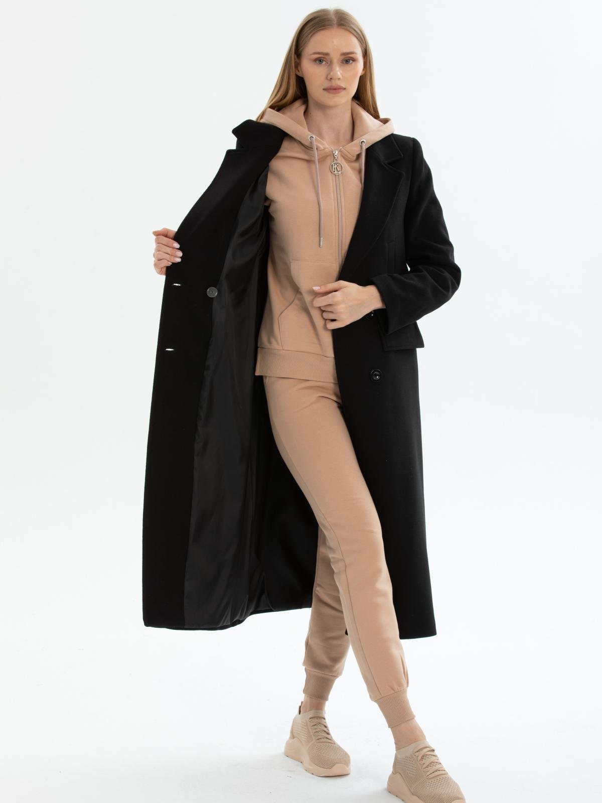 Women hooded coat with belt wholesale Black color 670504