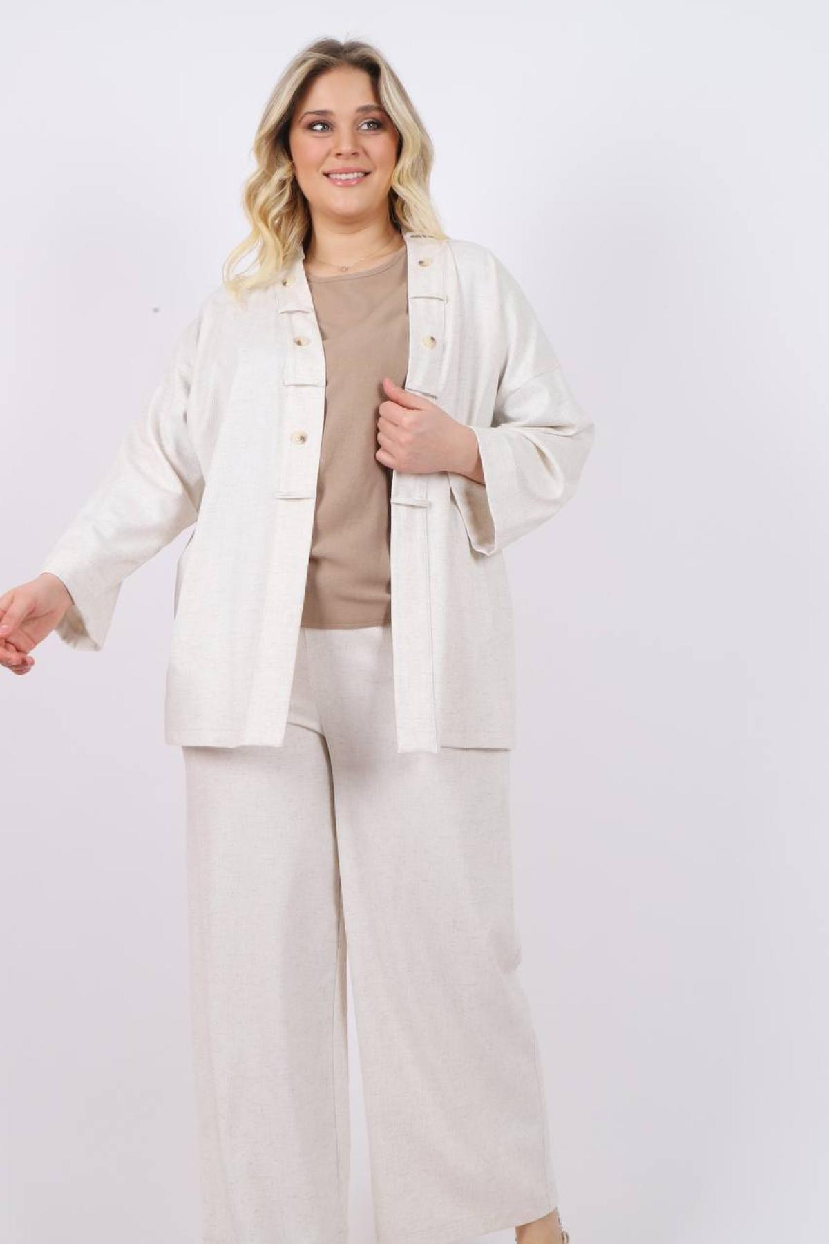 Women jacket, t-shirt and pants set Plus size wholesale White color 685752