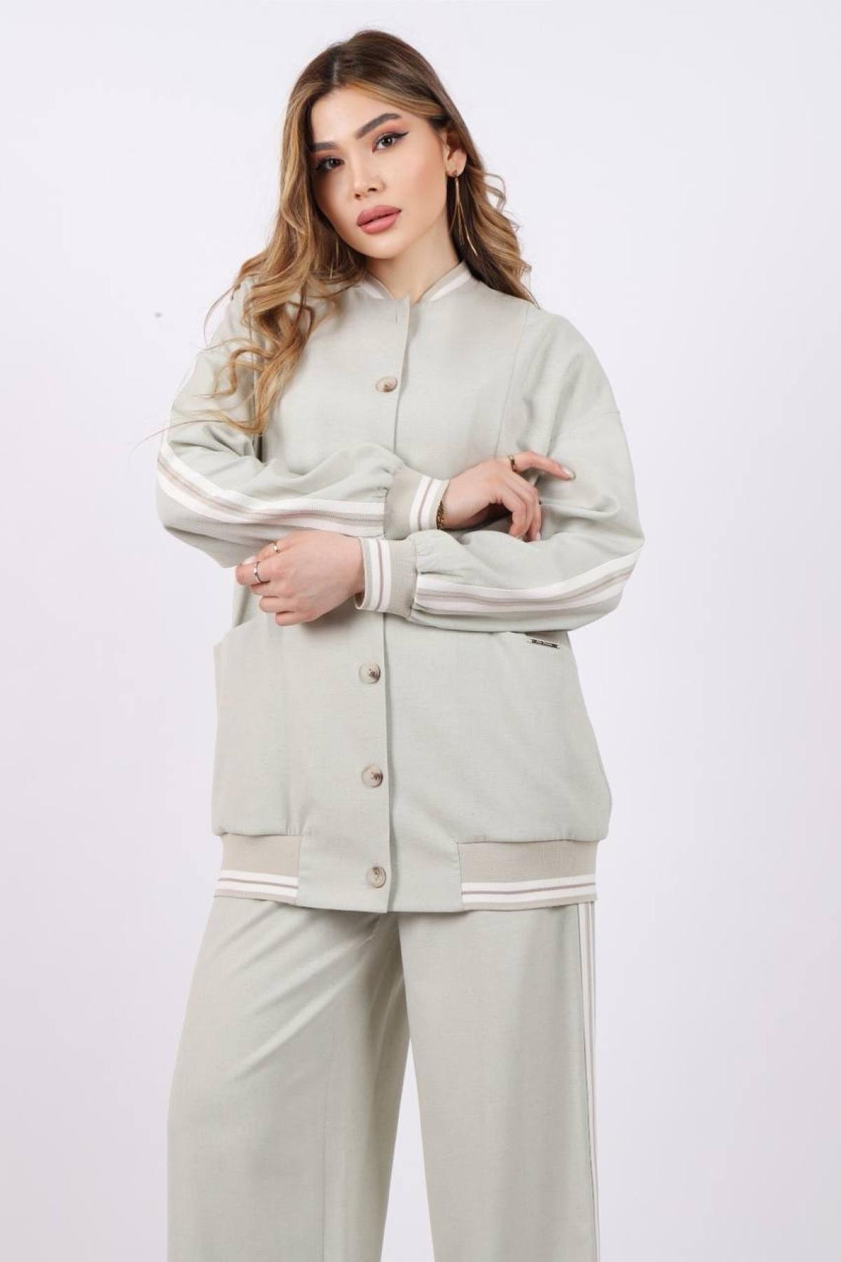 Women jacket, t-shirt and pants set wholesale Pastel Mint color 685790