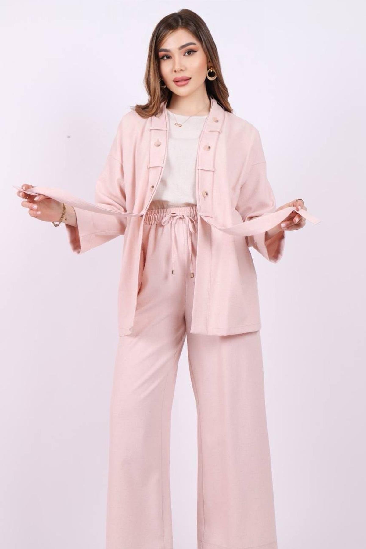 Women jacket, t-shirt and pants set wholesale Light Pink color 685756