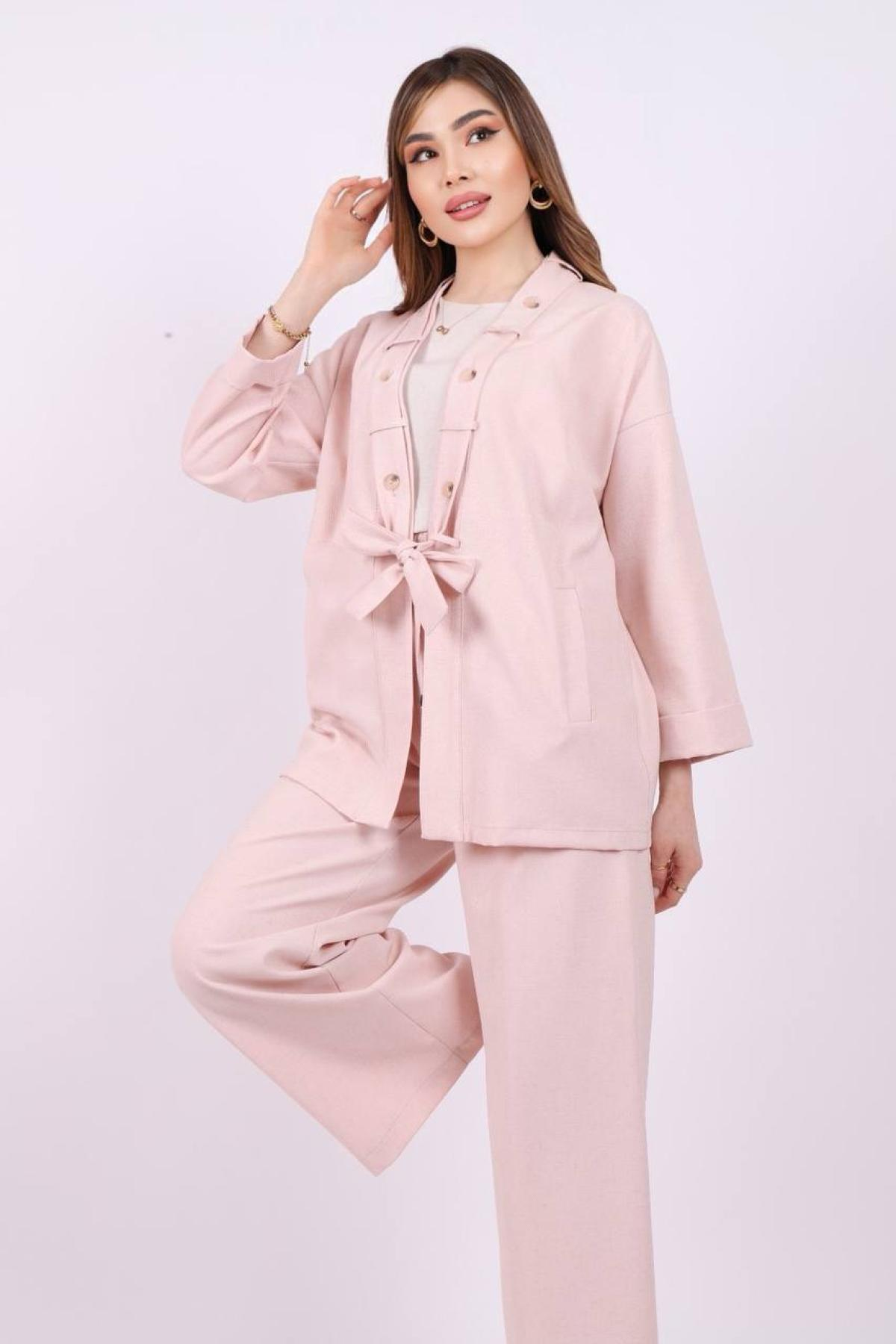 Women jacket, t-shirt and pants set wholesale Light Pink color 685756
