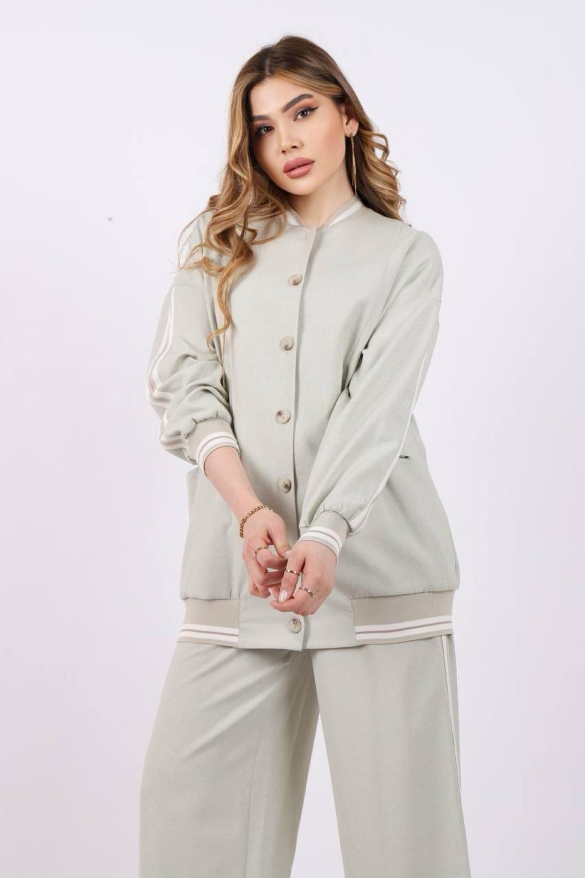 Women jacket, t-shirt and pants set wholesale Pastel Mint color 685790