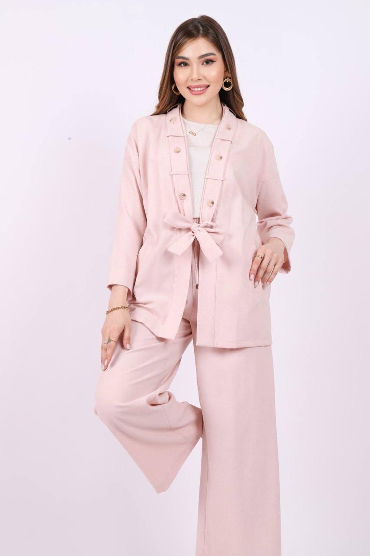 Women jacket, t-shirt and pants set wholesale Light Pink color 685756