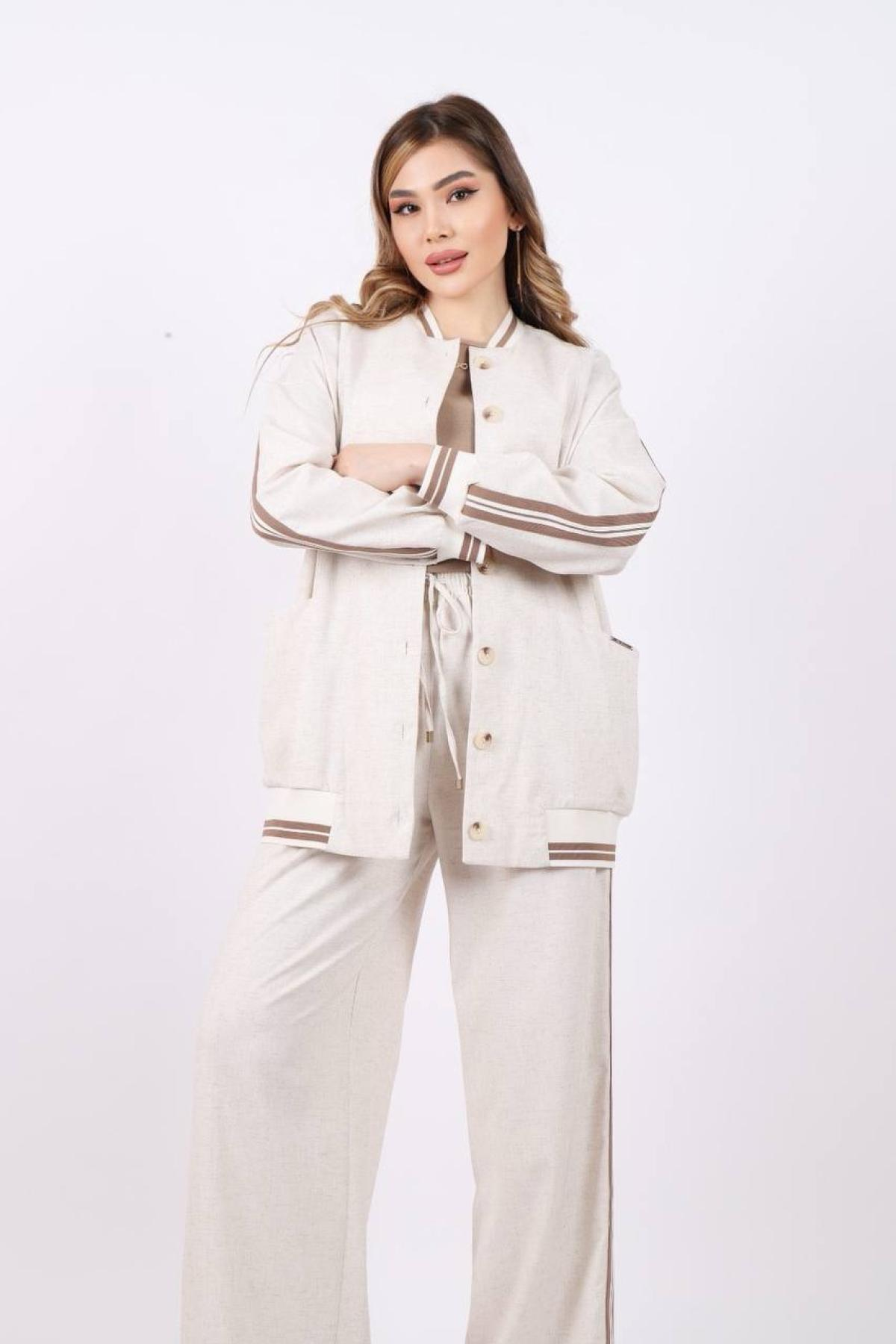 Women jacket, t-shirt and pants set wholesale White color 685791